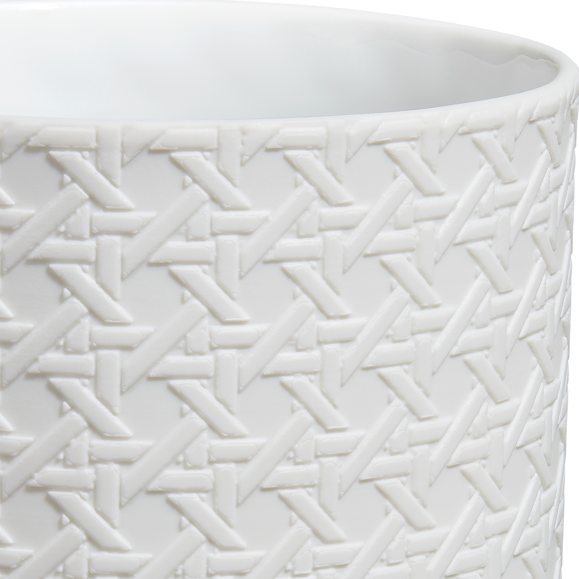 圆柱形花瓶 白色瓷质凸起 Miss Dior Cannage 图案 E09