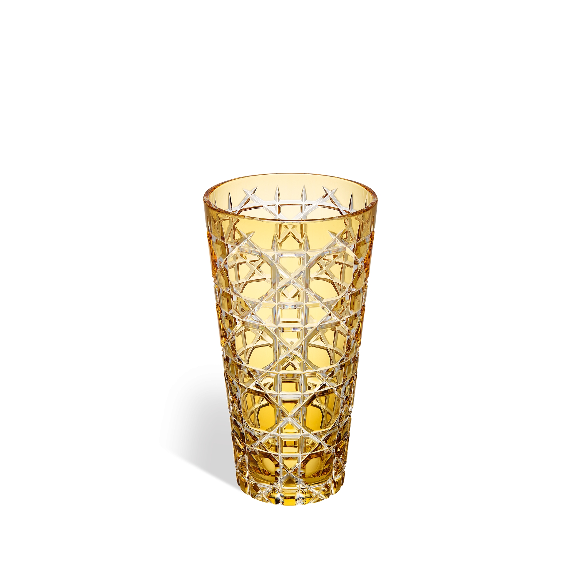 锥形花瓶 透明琥珀色晶体藤格纹图案 E08