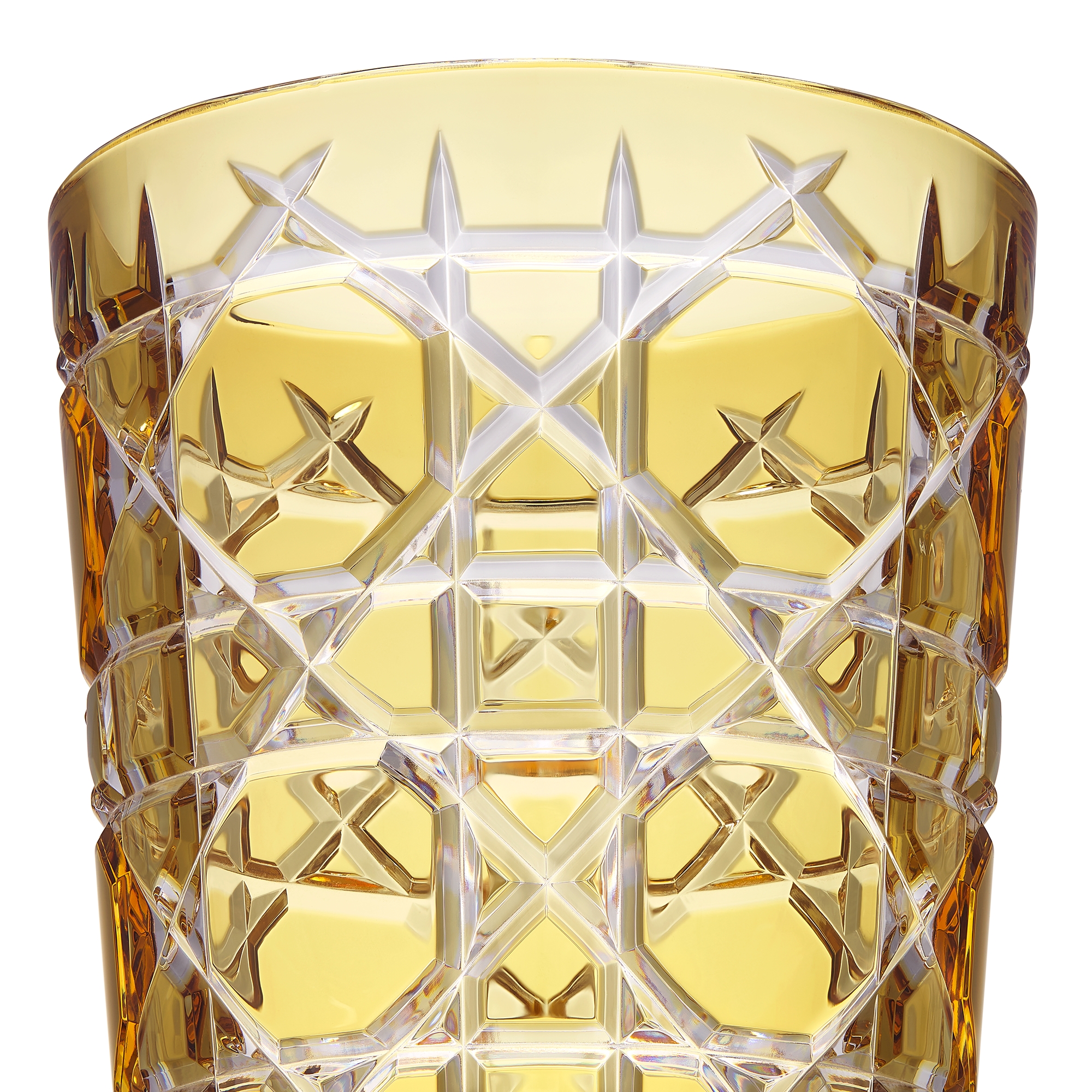 锥形花瓶 透明琥珀色晶体藤格纹图案 E10