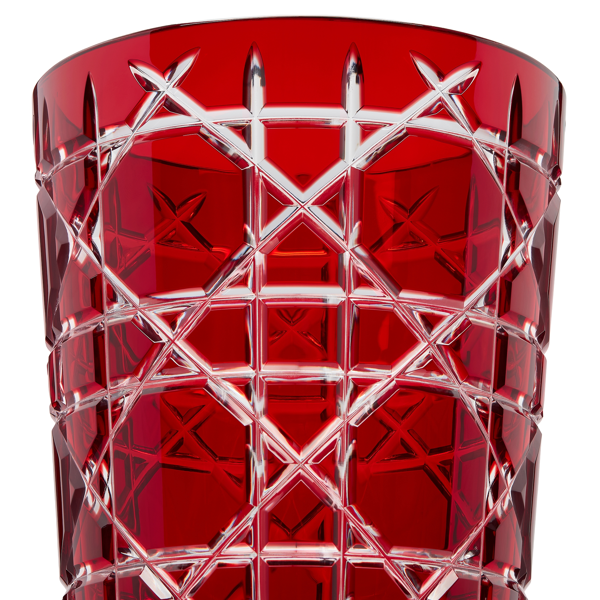 锥形花瓶 红色晶体搭配藤格纹图案 E10