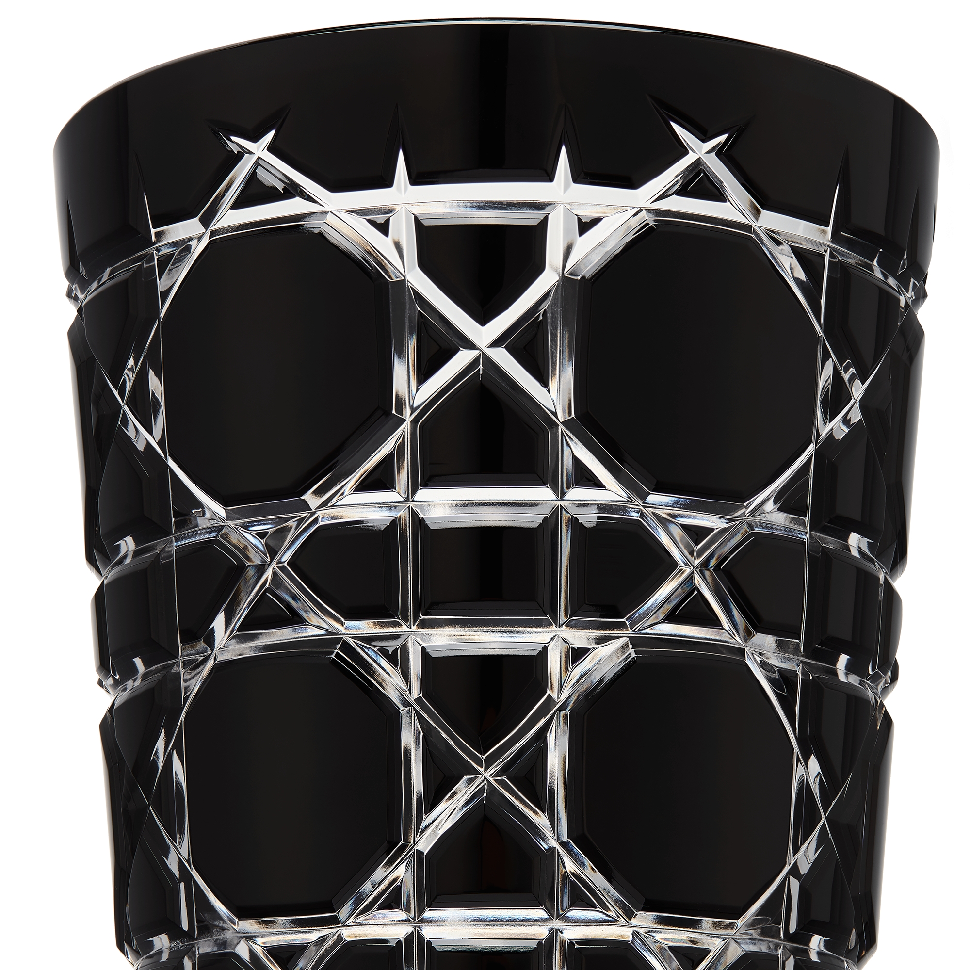 锥形花瓶 透明黑色晶体藤格纹图案 E10