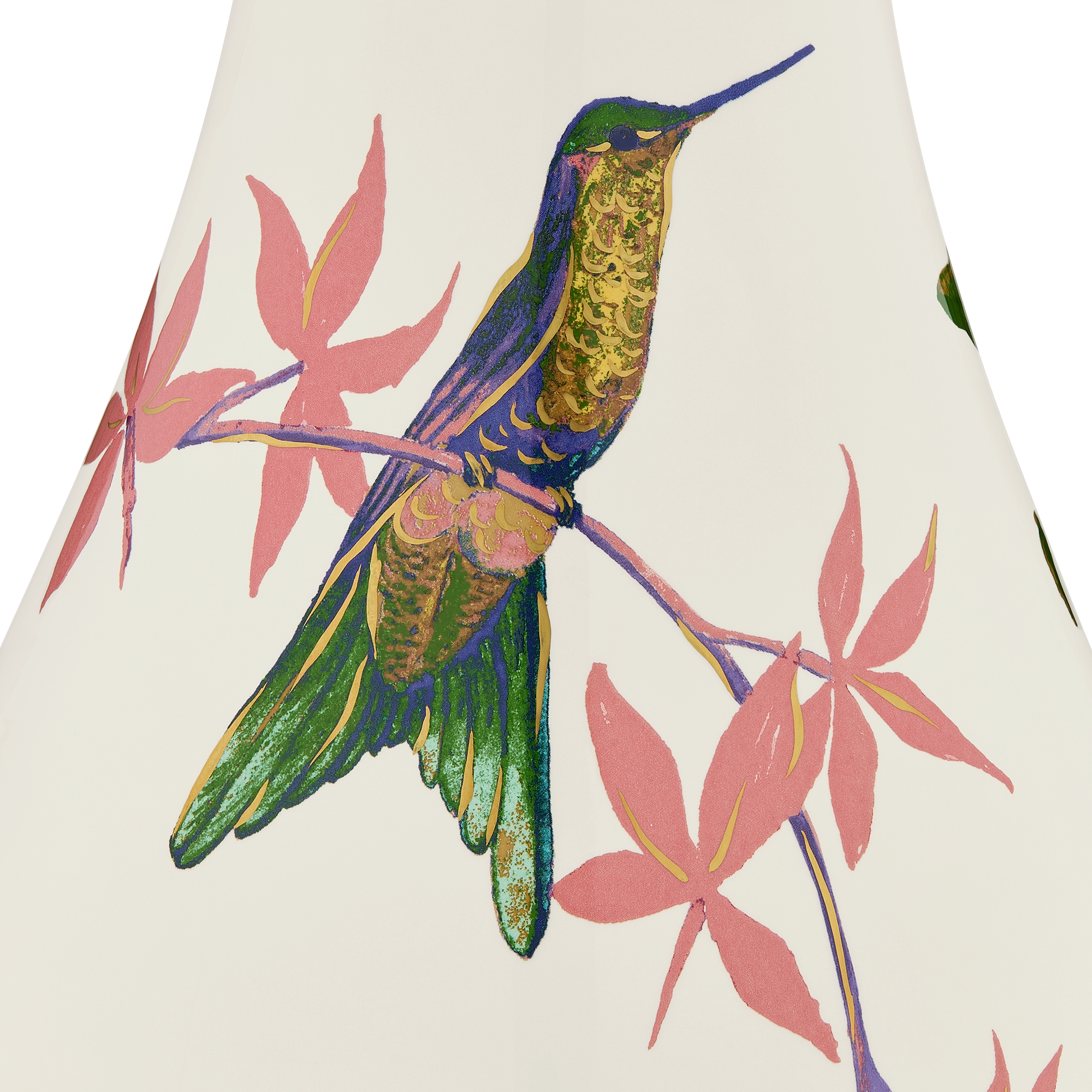 大号花瓶 米白色陶瓷多色花卉图案 E10