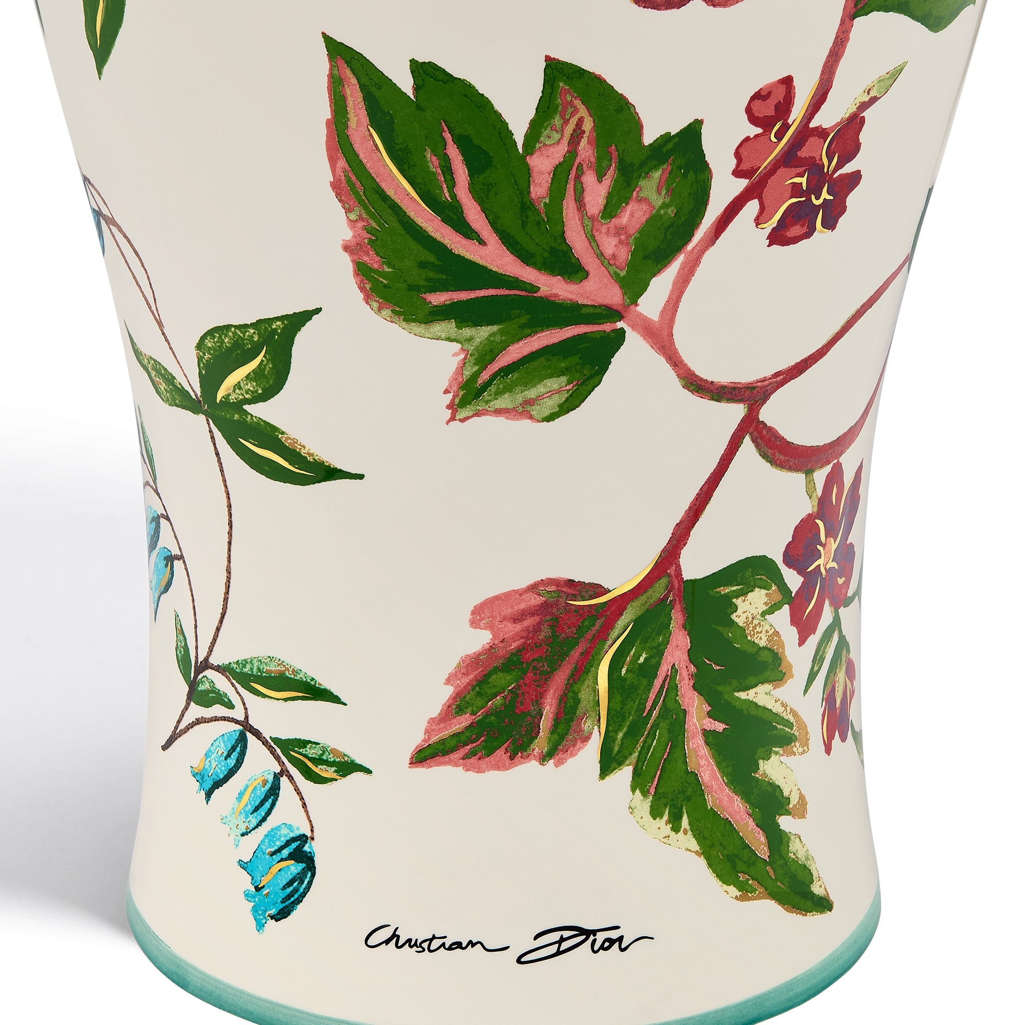 大号花瓶 米白色陶瓷多色花卉图案 E11