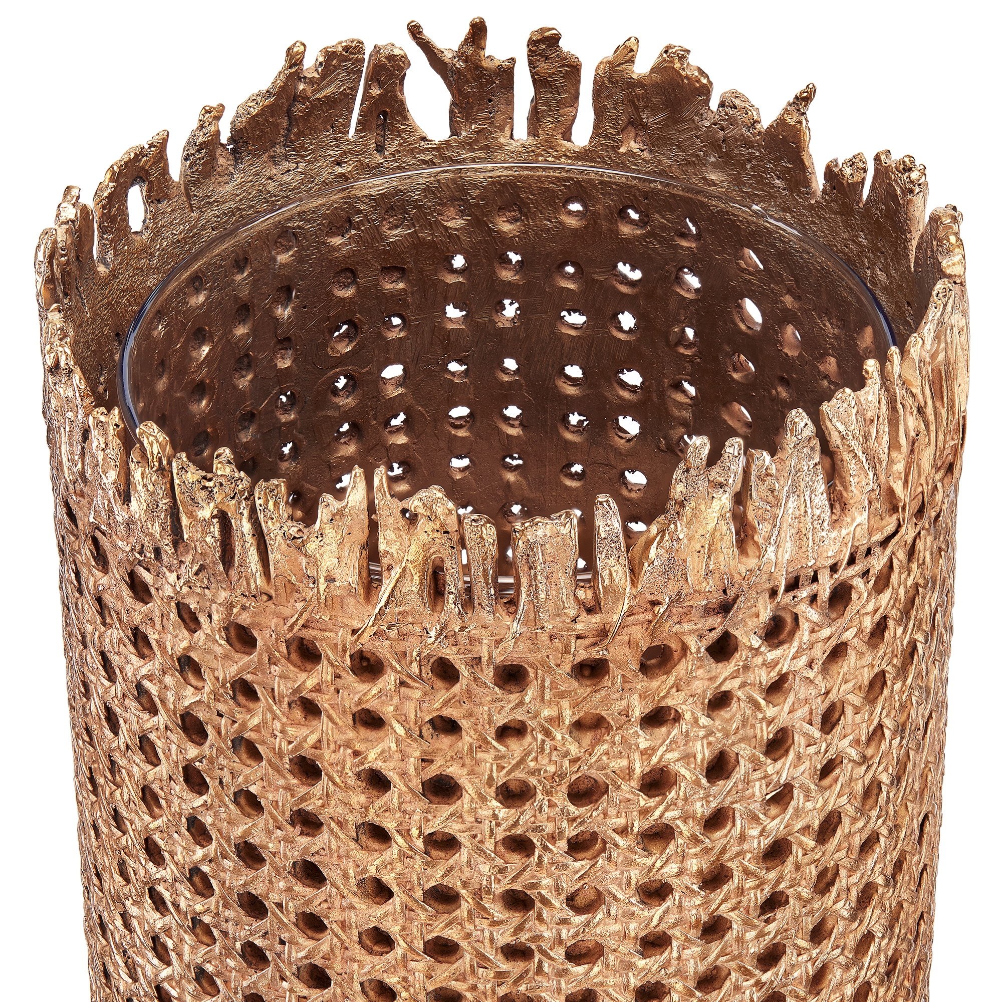 大号圆柱形花瓶 Dior 与 Osanna Visconti 联名，铜质藤格纹图案 E09