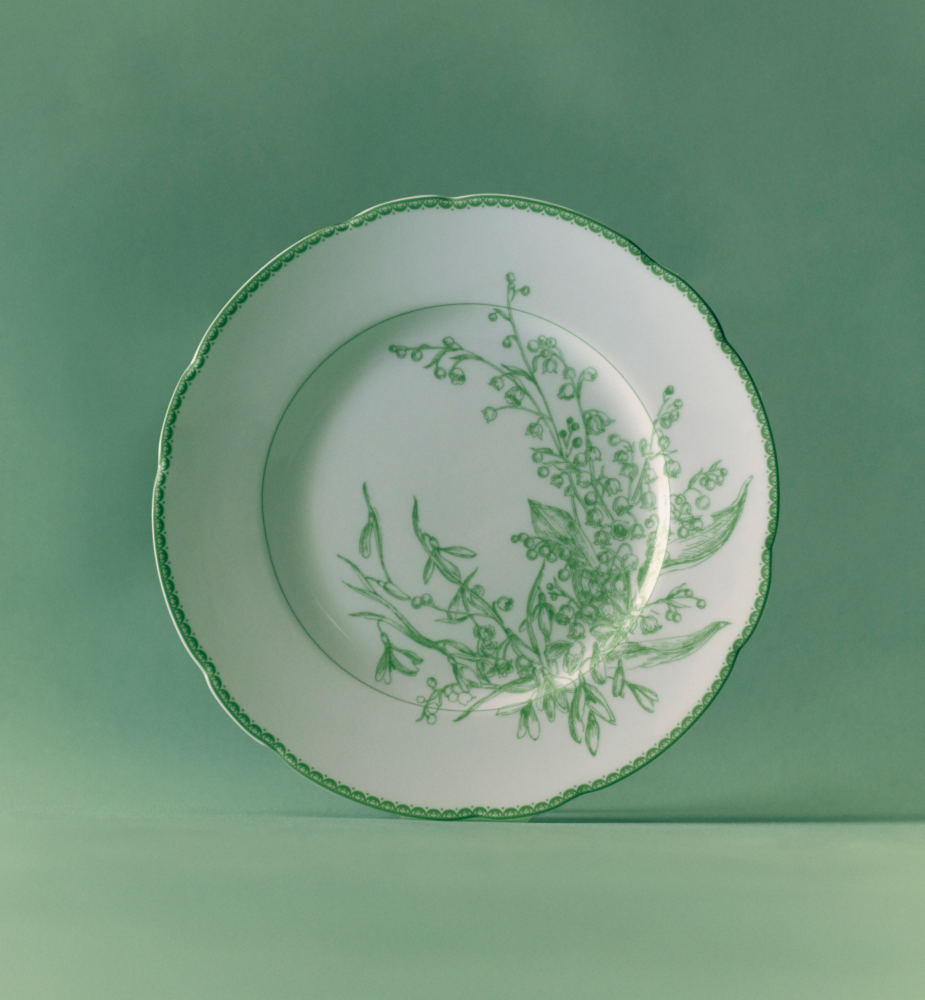 甜品碟 迪奥铃兰系列绿色细节 E12