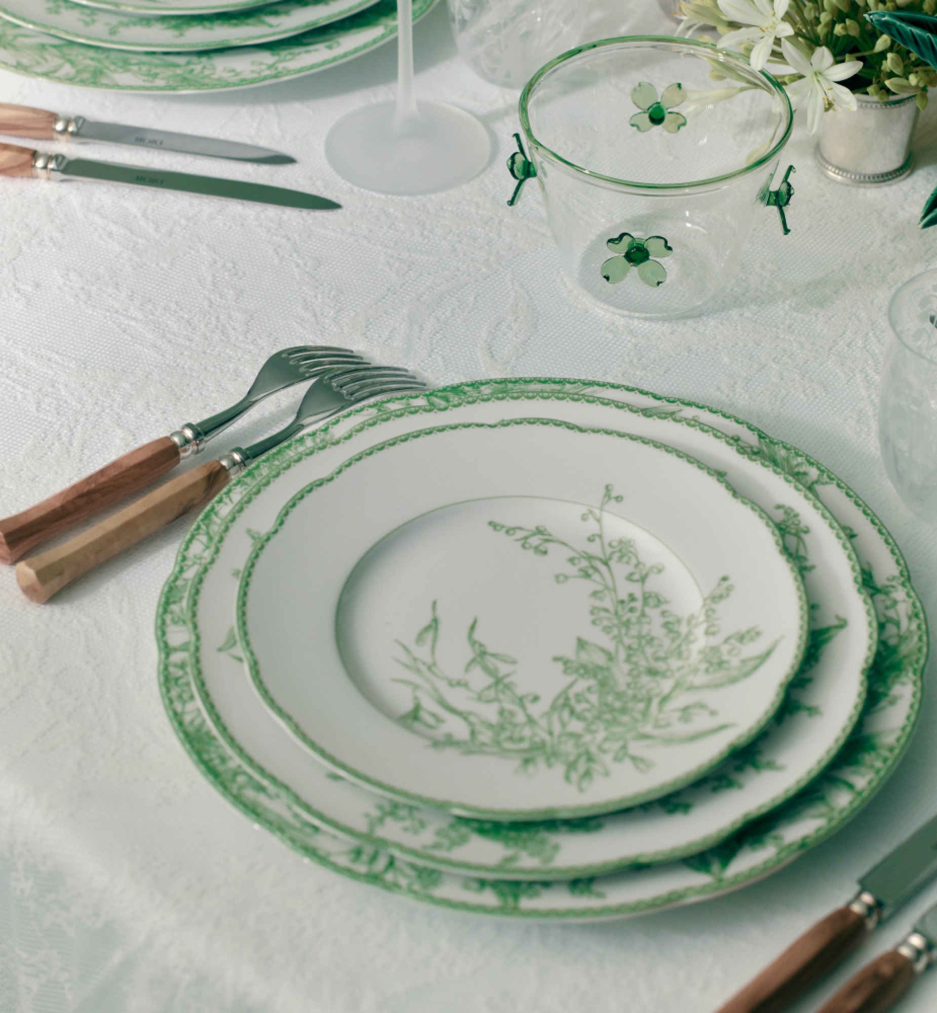 甜品碟 迪奥铃兰系列绿色细节 E13