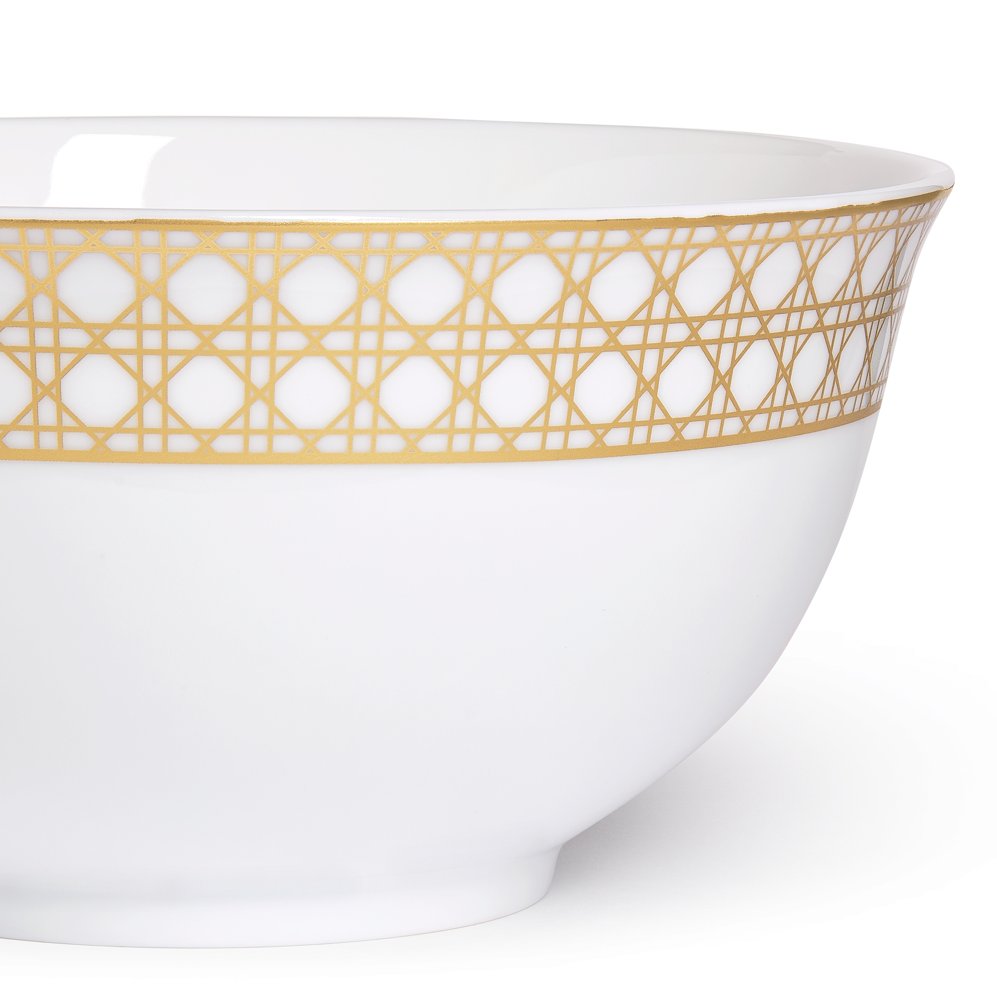 面碗 白色瓷质金色调 Cannage Montaigne 系列图案 E09