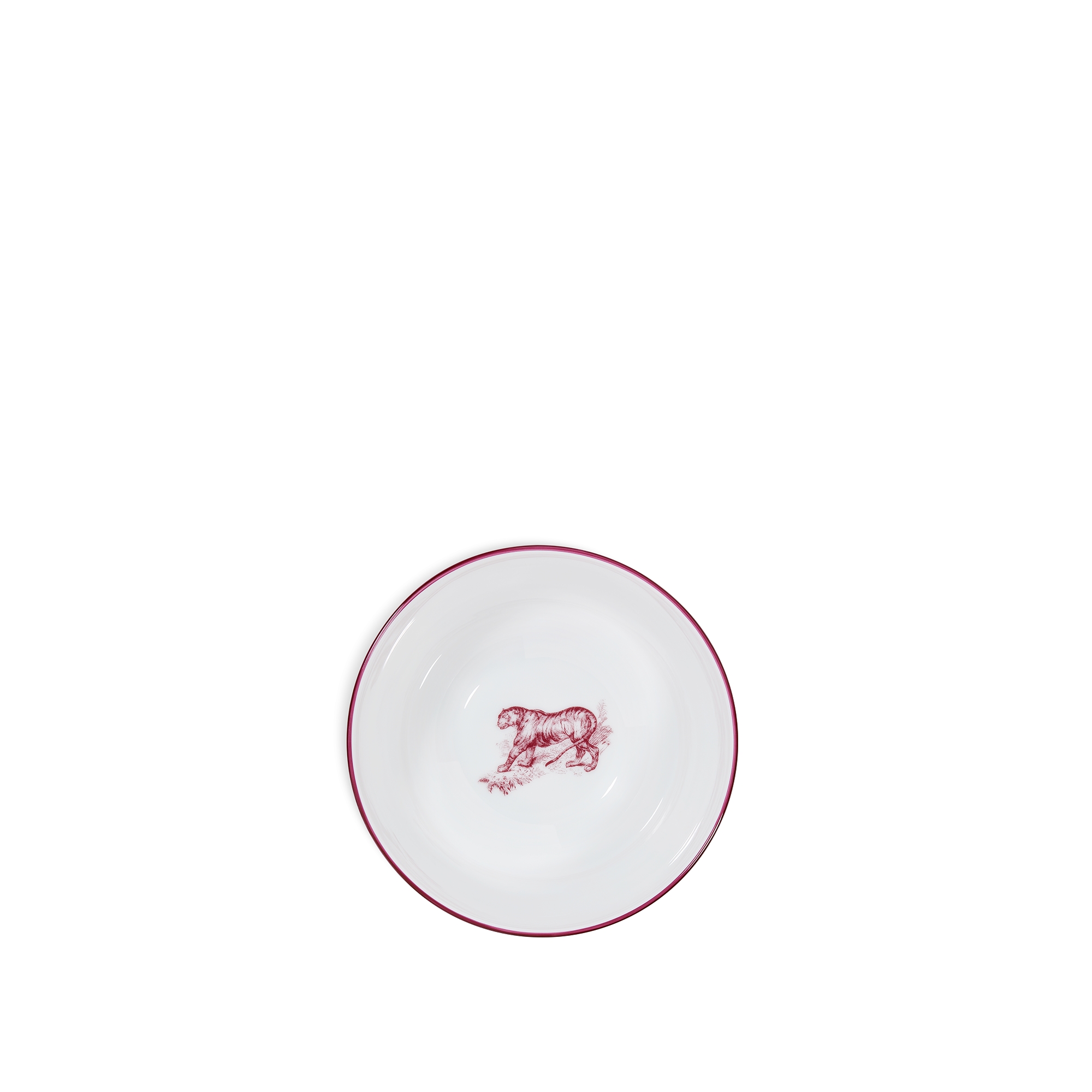 面碗 白色瓷质酒红色茹伊印花图案 E06