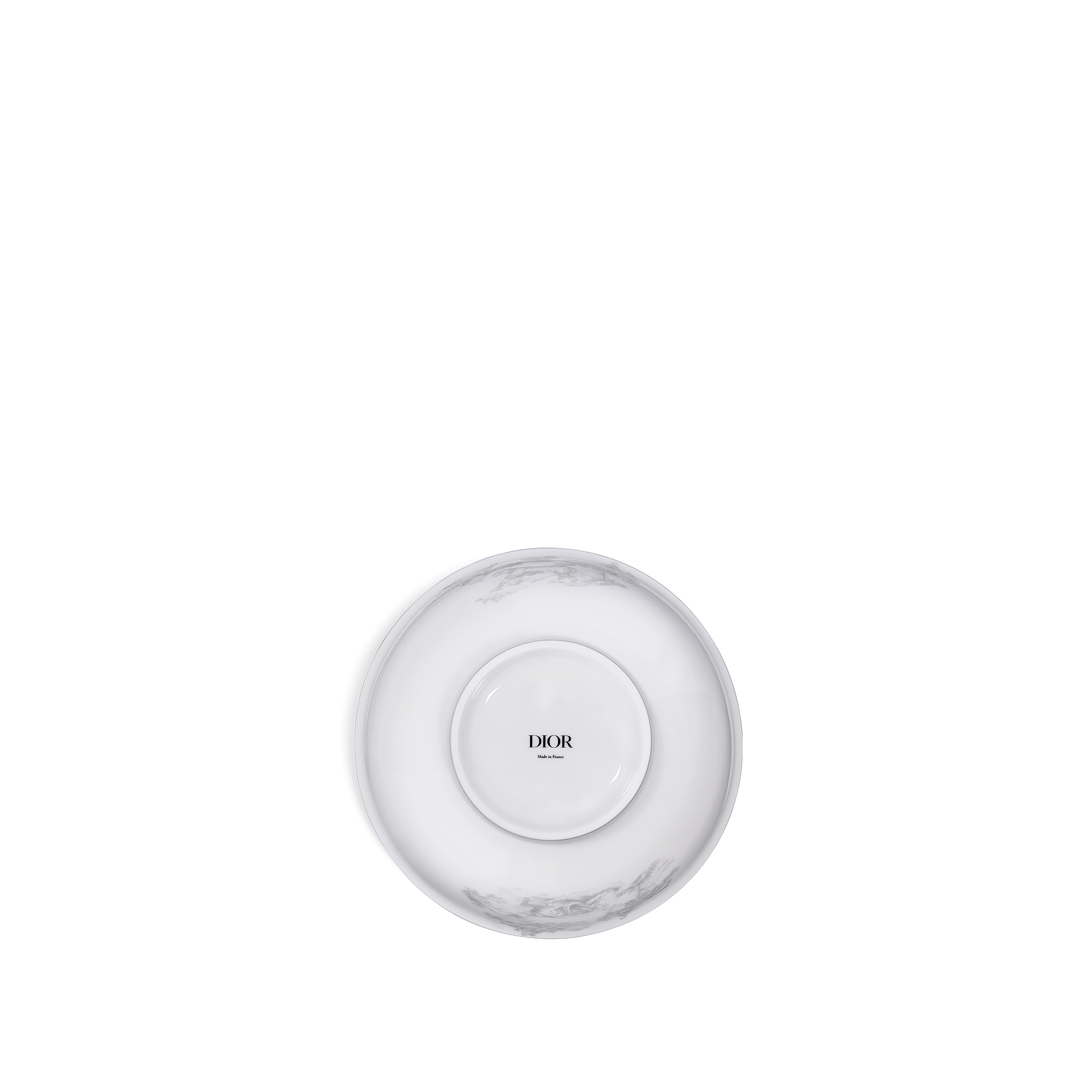 面碗 白色瓷质灰色茹伊印花图案 E08