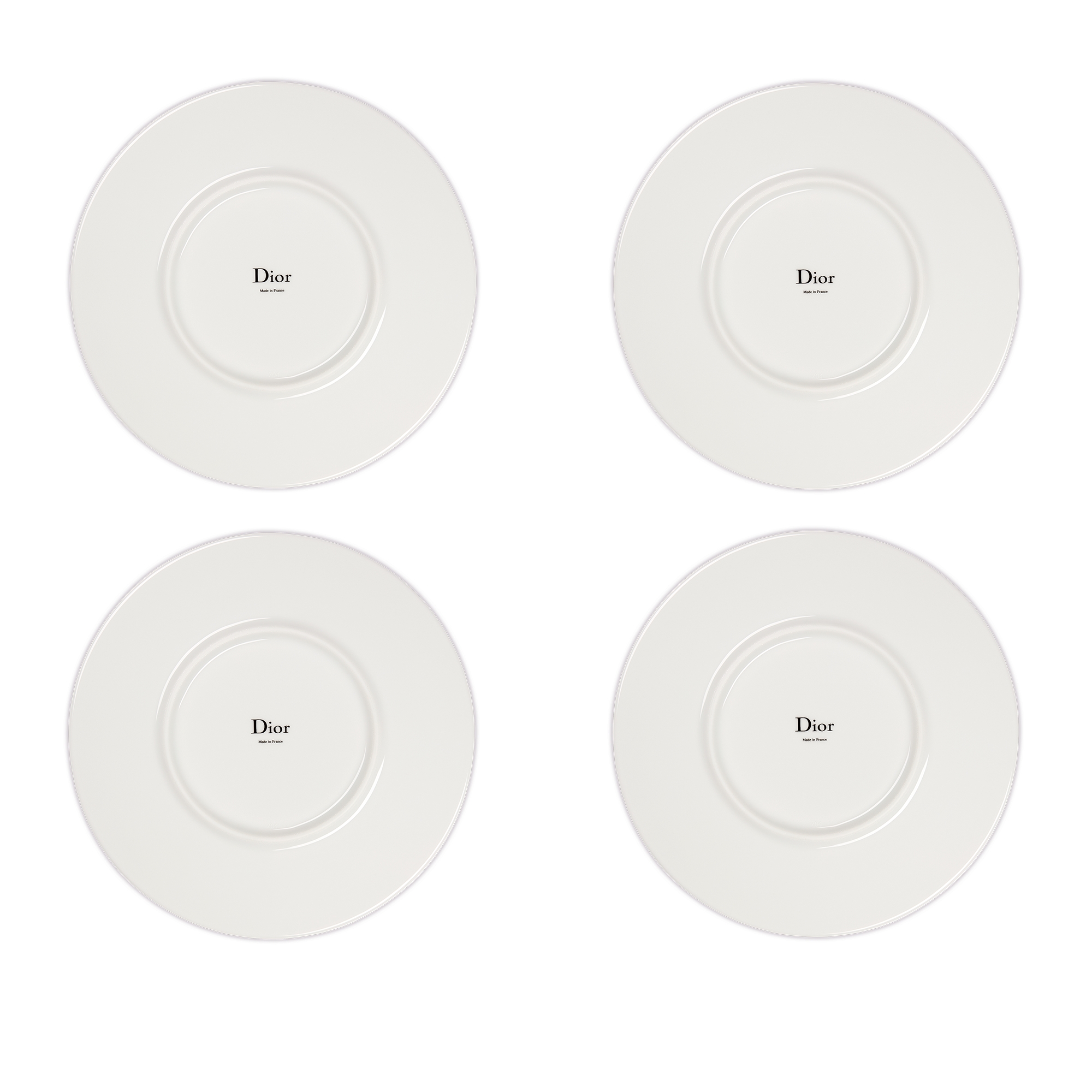 小吃碟四件套装 白色瓷质金色调 Dioresque Stella 图案和黑色蝴蝶图案 E08