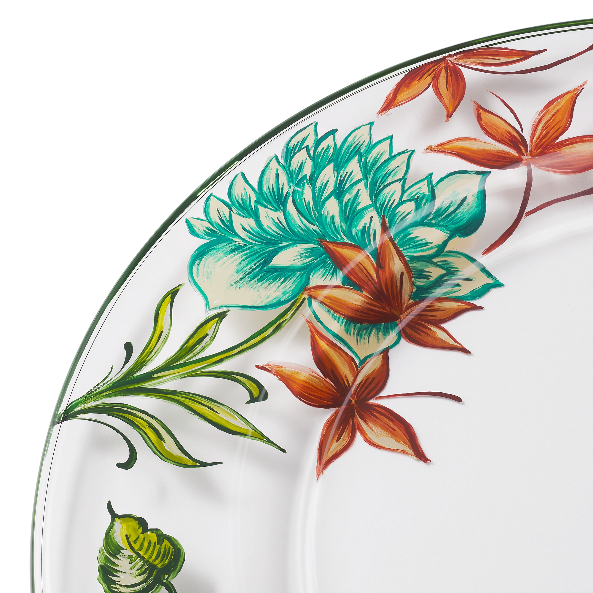 餐盘 玻璃多色花卉图案 E09