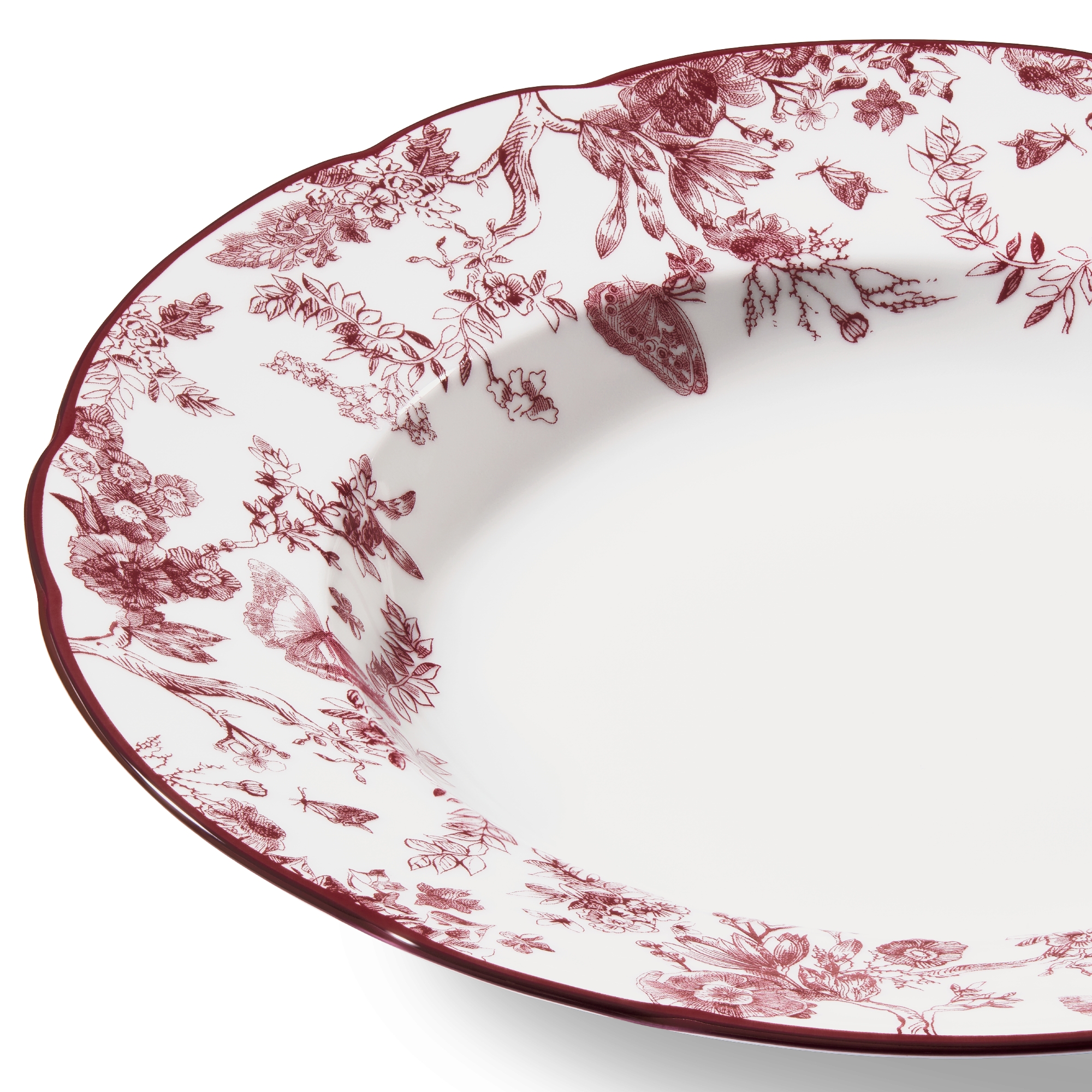 汤盘 酒红色茹伊印花 E09