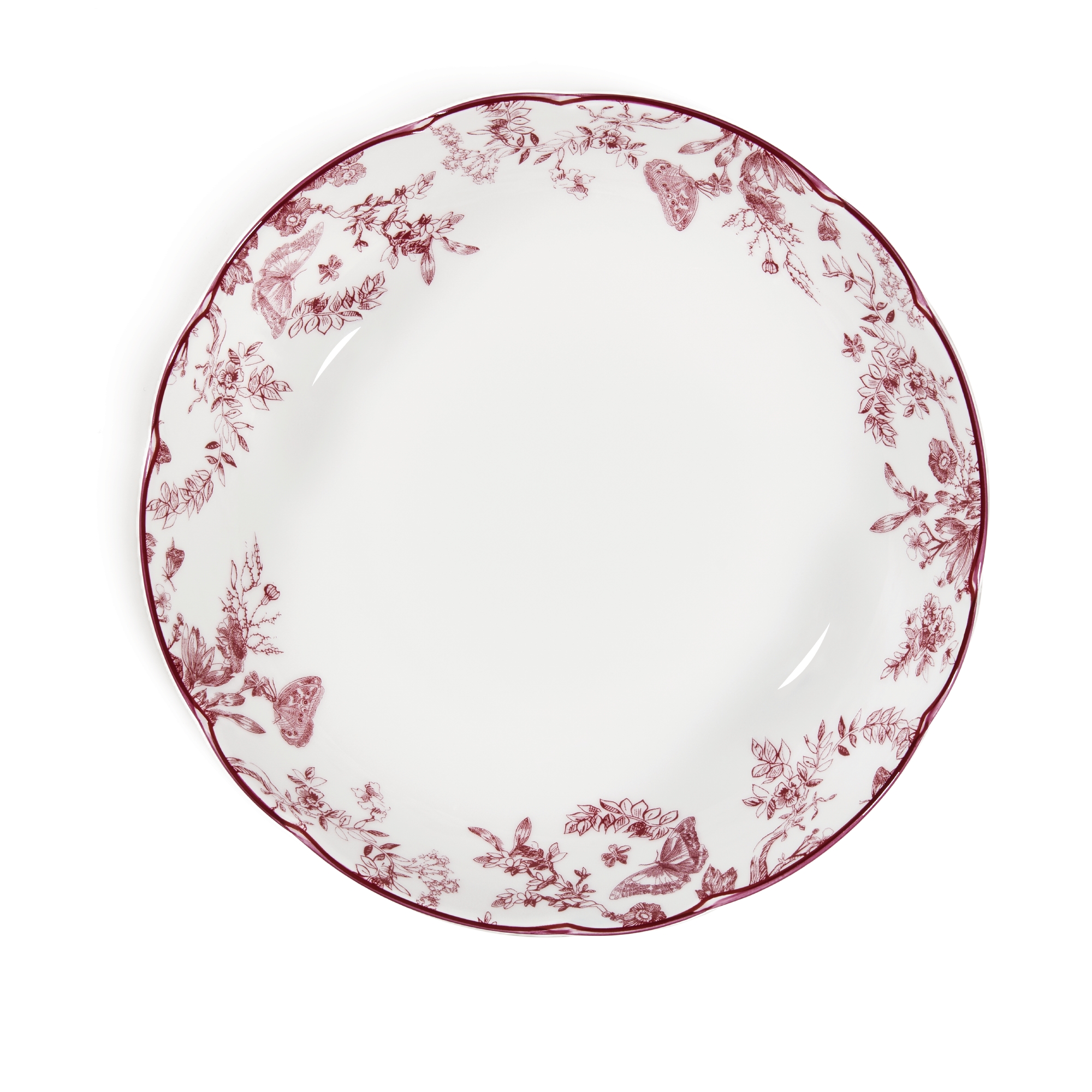 意面盘 酒红色茹伊印花 E01