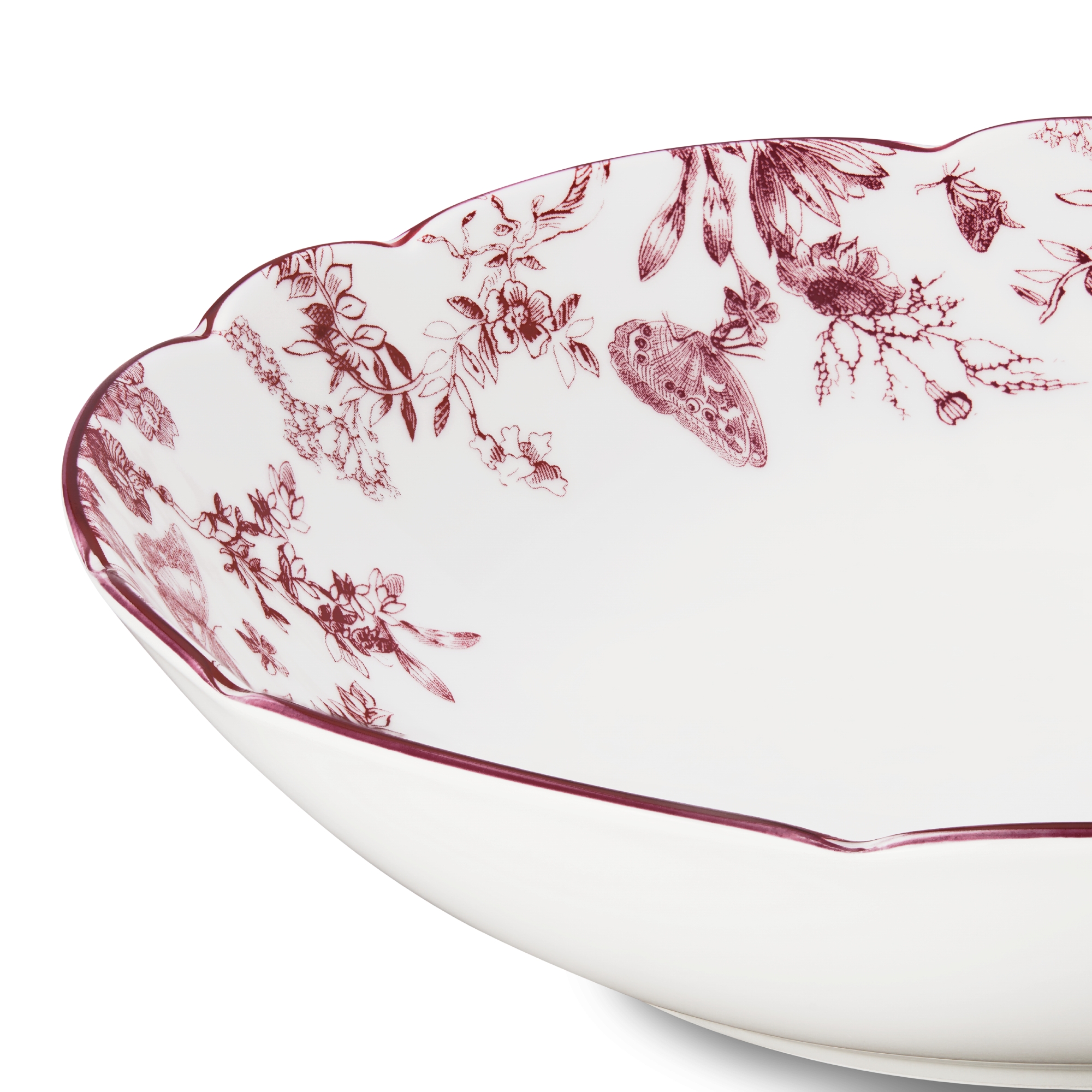 意面盘 酒红色茹伊印花 E09