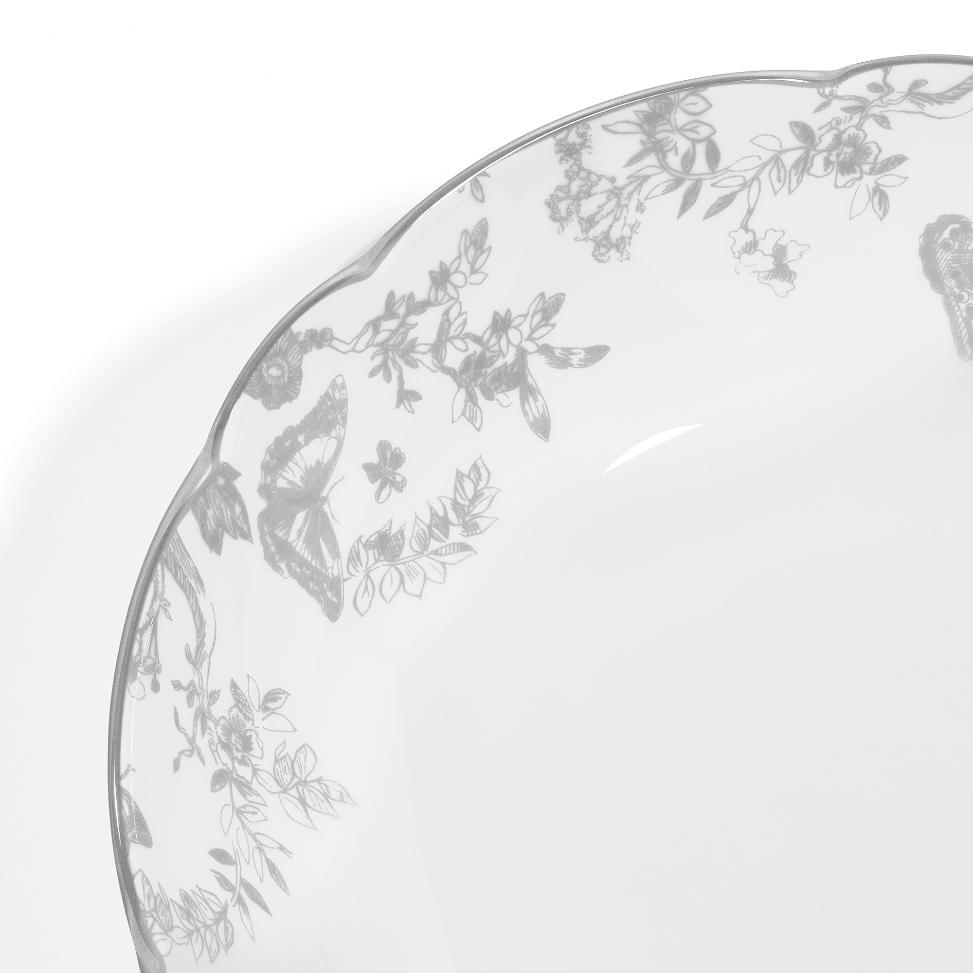 意面盘 白色和灰色茹伊印花 E09