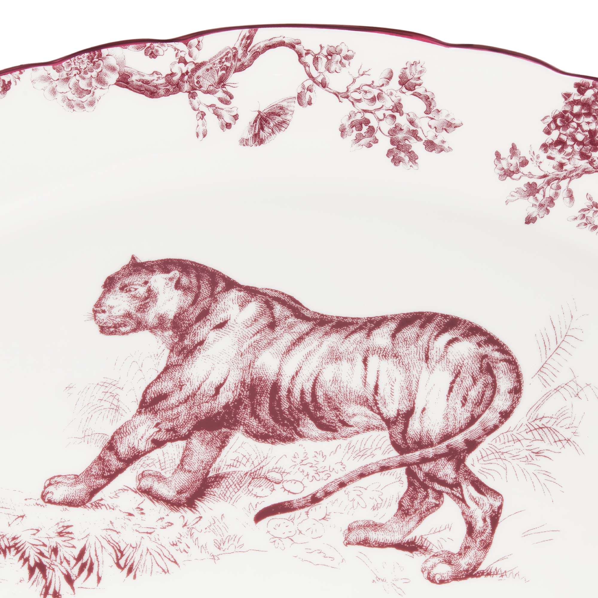 椭圆形浅盘酒红色茹伊印花老虎图案| DIOR