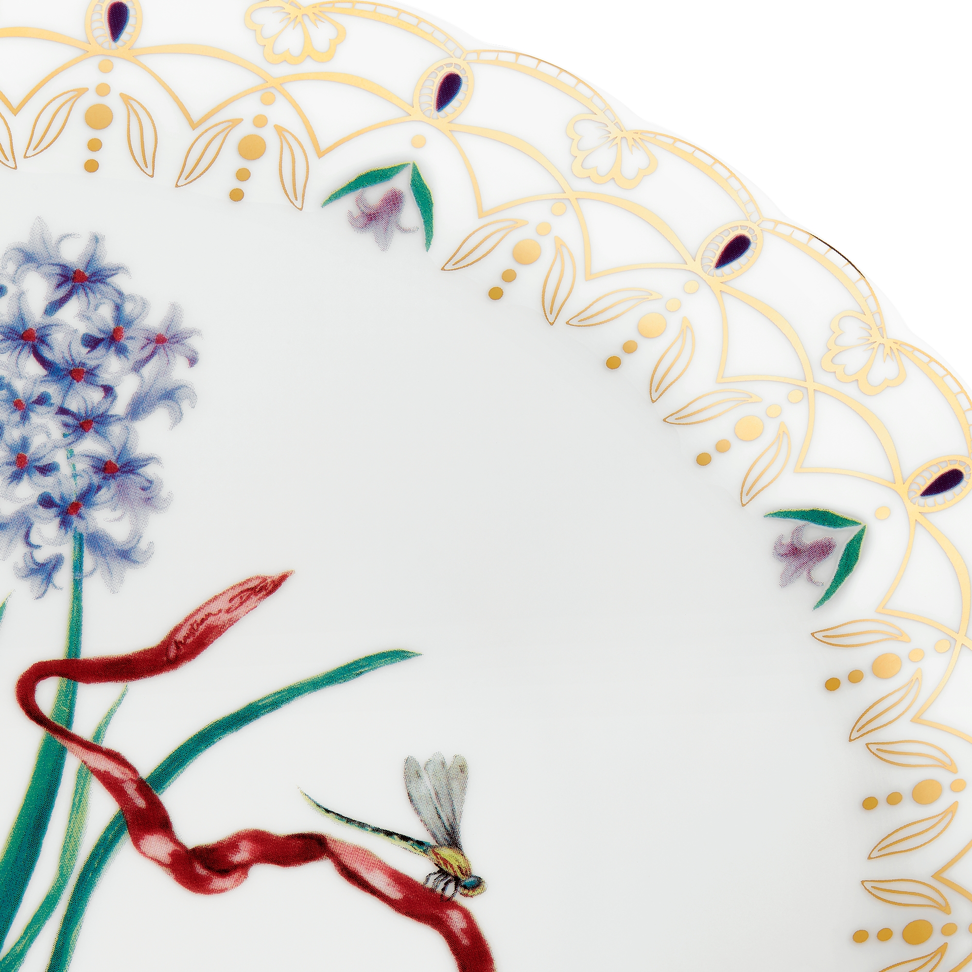 餐盘 瓷质多色风信子图案和金色调细节 E09