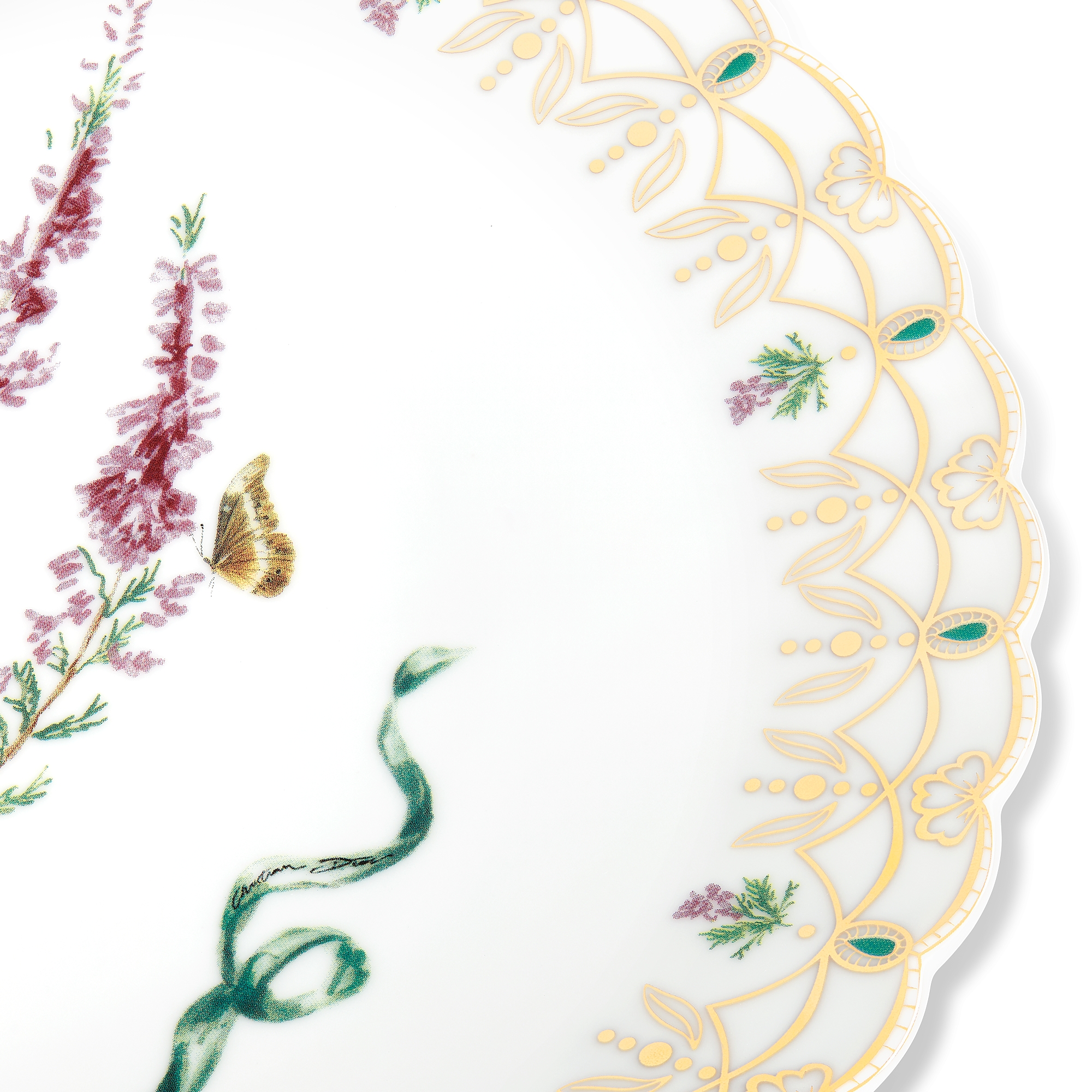 餐盘 瓷质多色薰衣草图案和金色调细节 E09