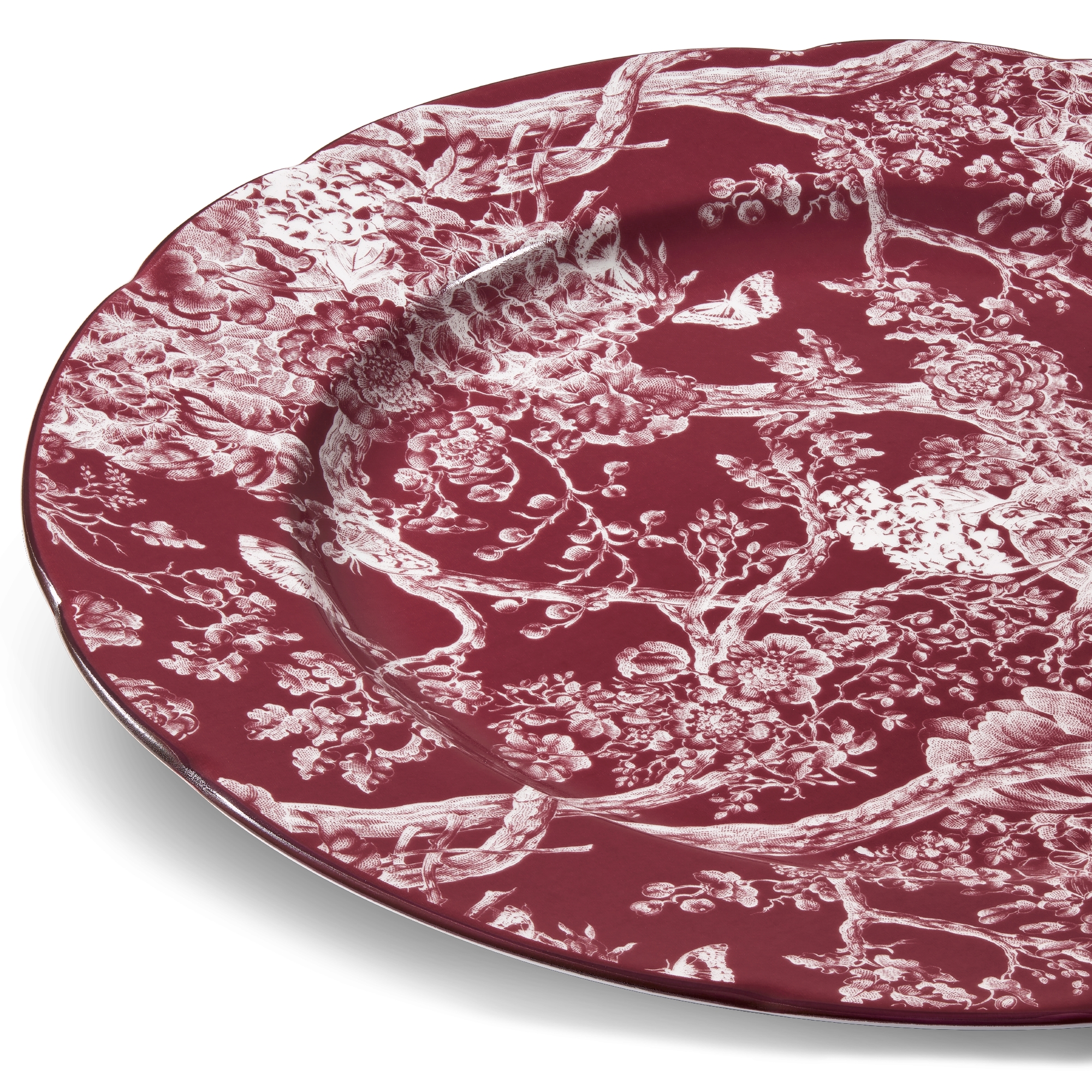 装饰盘 酒红色茹伊印花 E09