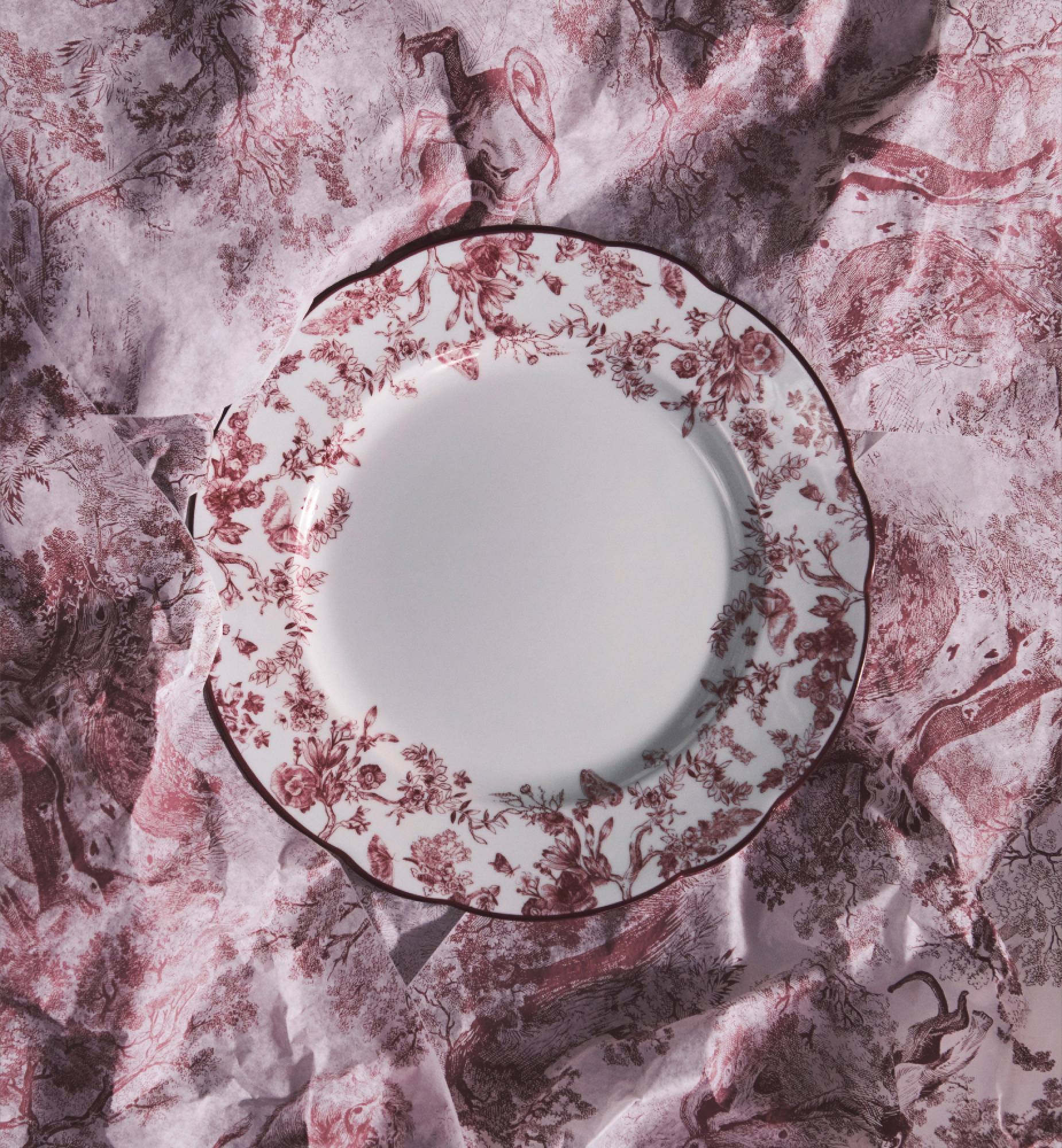 餐盘 酒红色茹伊印花 E12