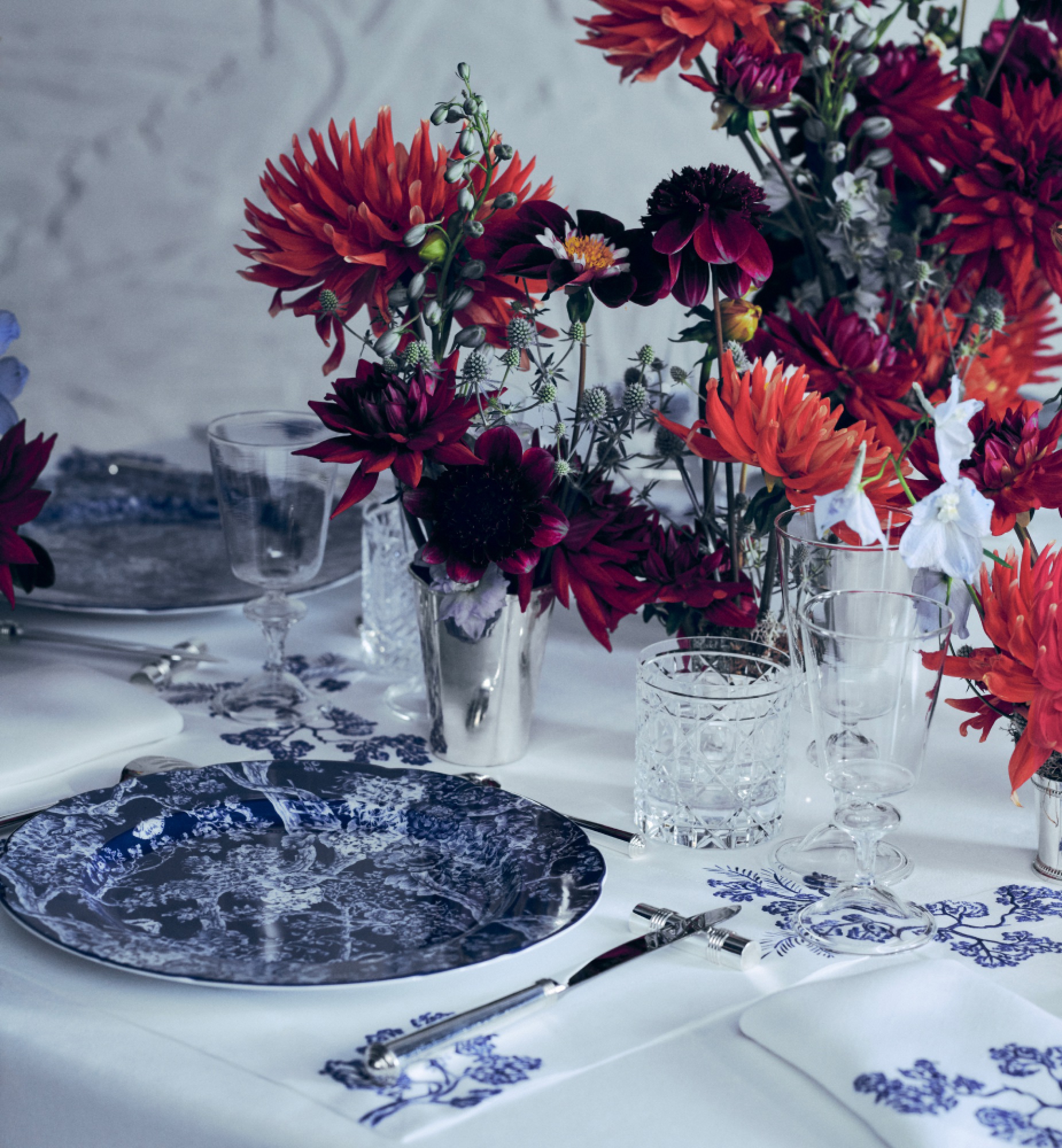 装饰盘 蓝色 Hydrangea 茹伊印花 E12