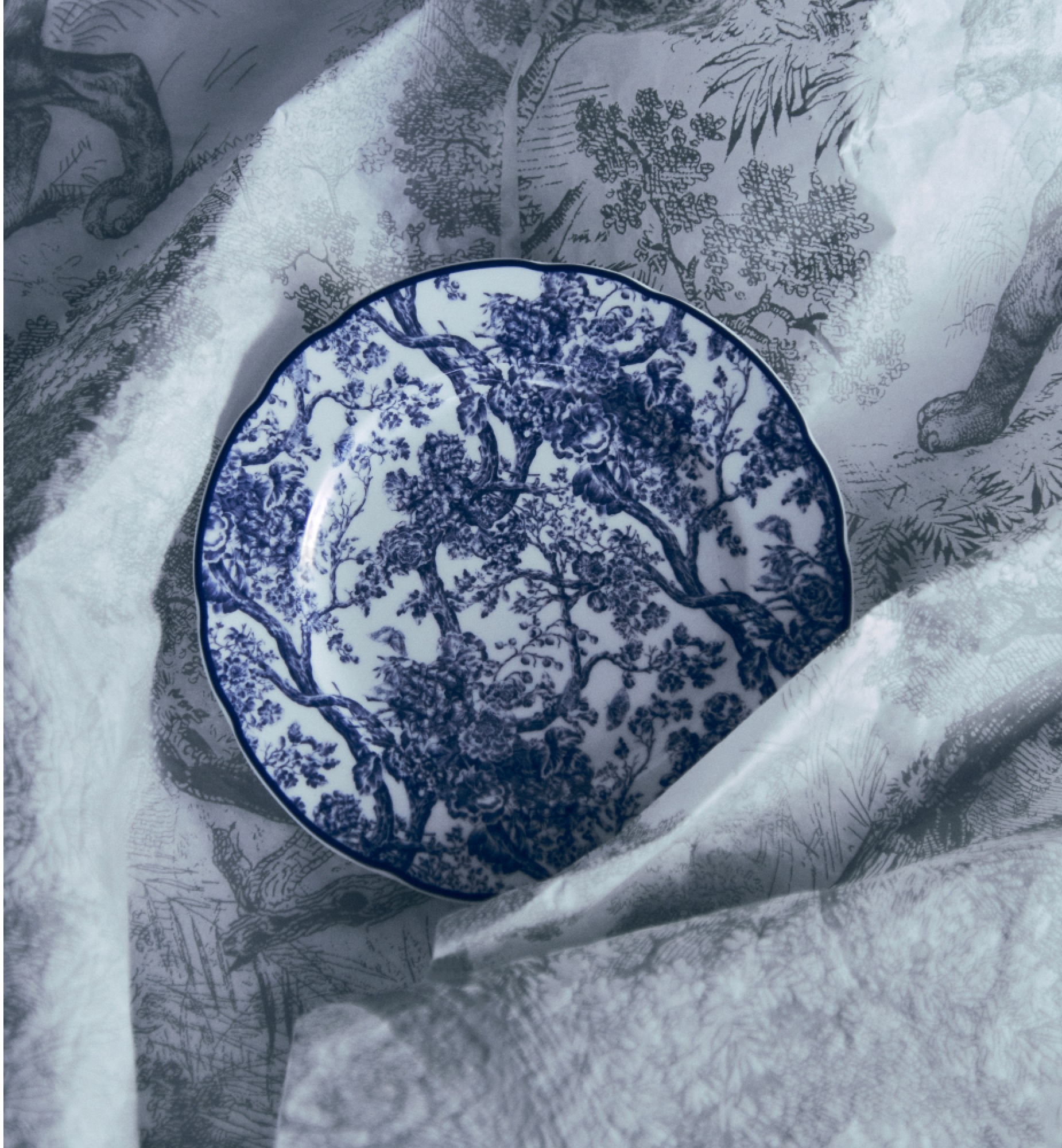 小吃碟 蓝色茹伊印花 E12