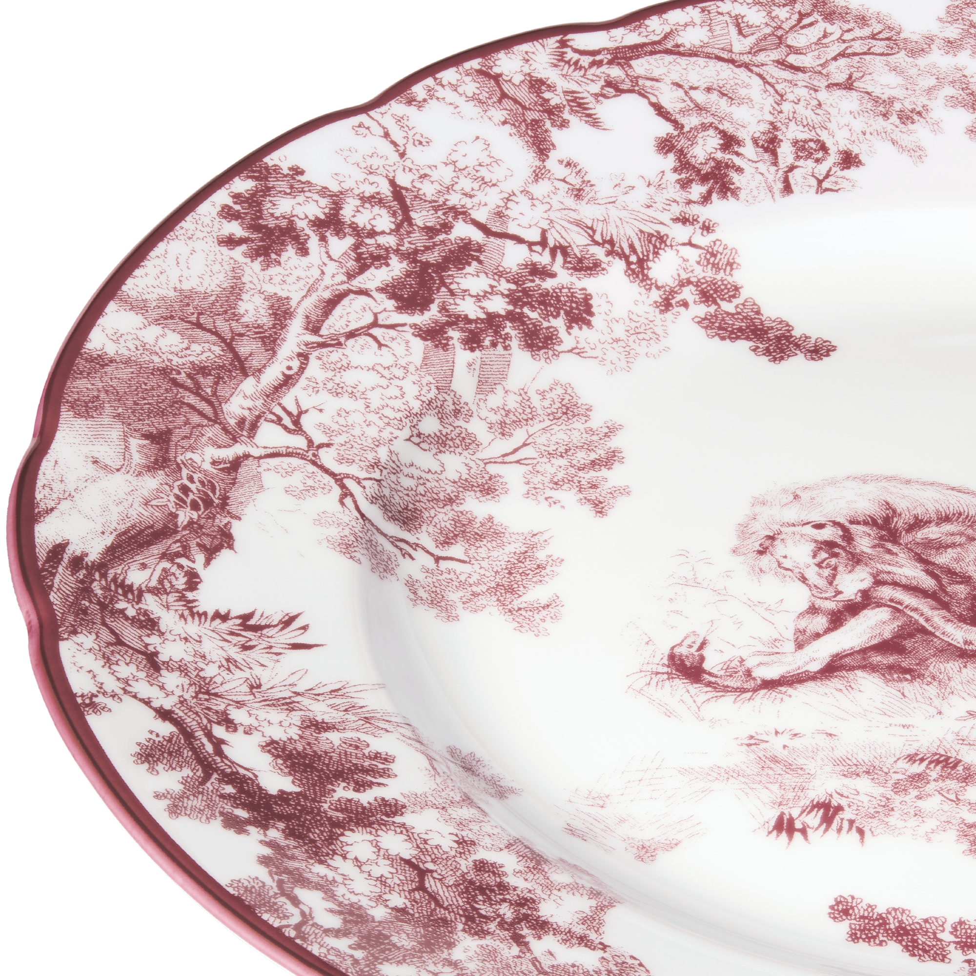 甜品碟 酒红色茹伊印花狮子图案 E09