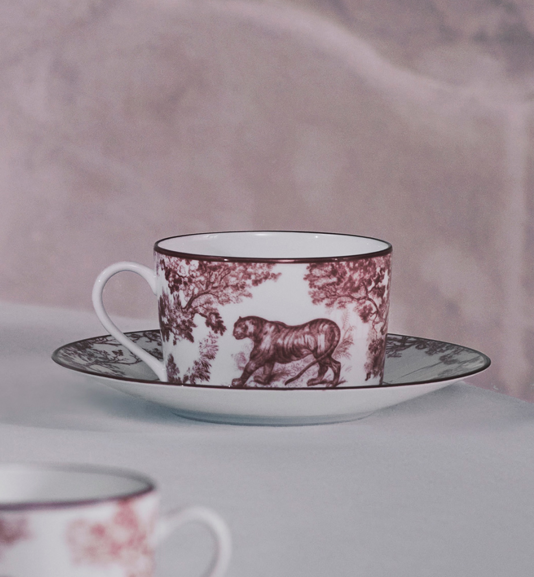 早餐杯杯托 酒红色茹伊印花 E12