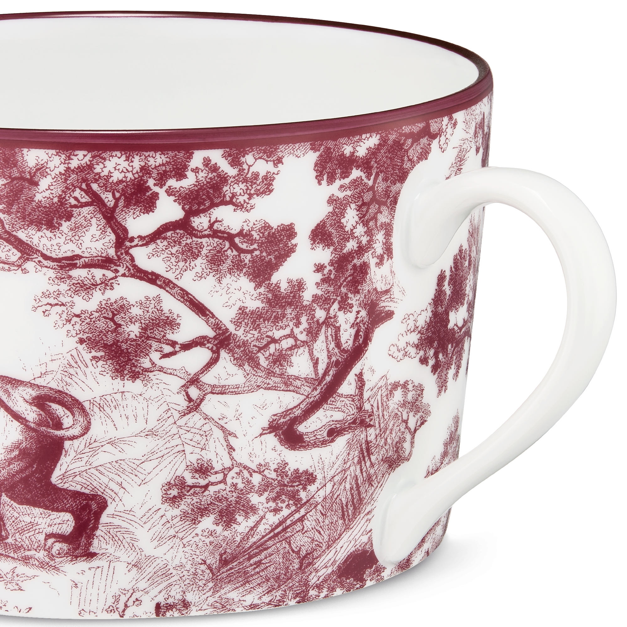 早餐杯 酒红色茹伊印花老虎图案 E09