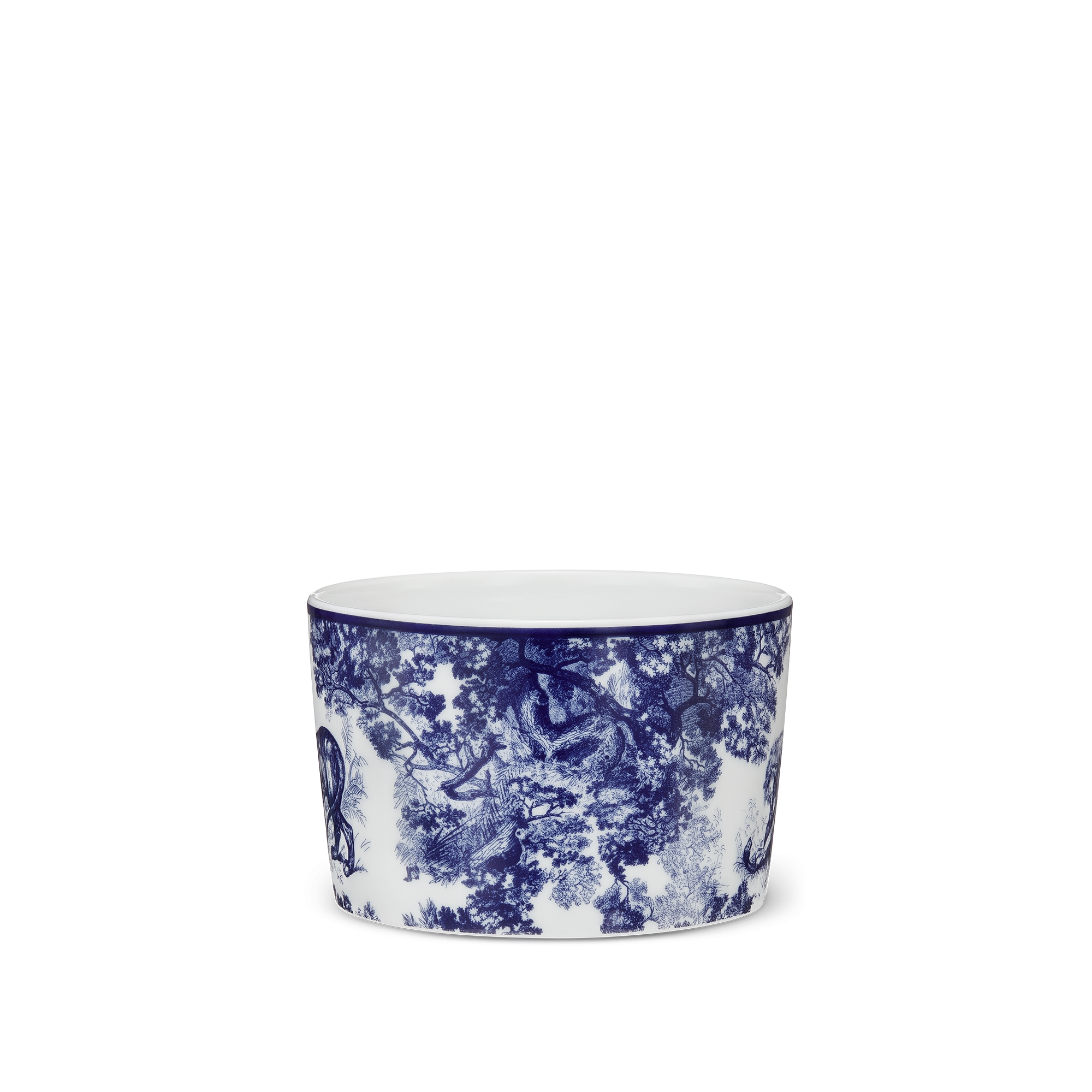 早餐杯 白色和蓝色茹伊印花 E01