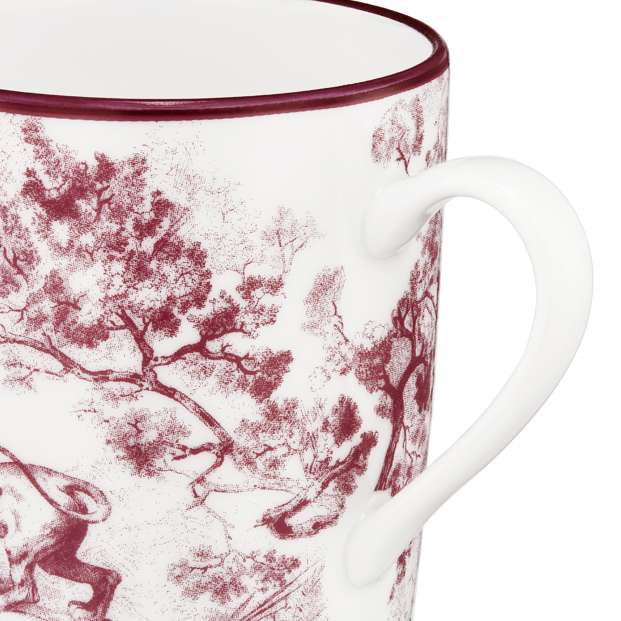 咖啡杯 酒红色茹伊印花老虎图案 E09