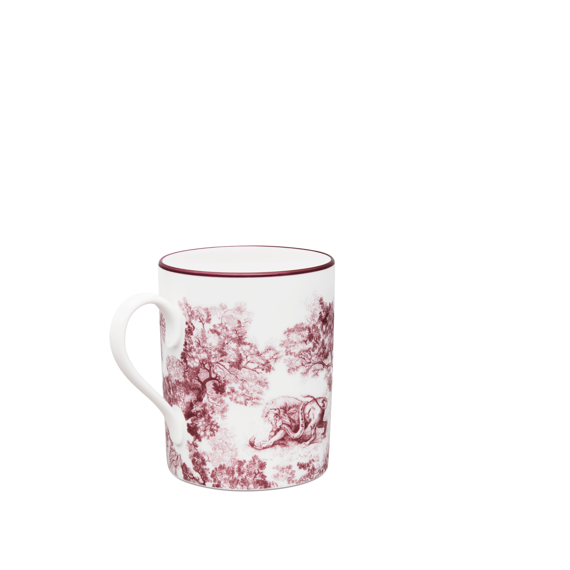 马克杯 酒红色茹伊印花老虎图案 E05