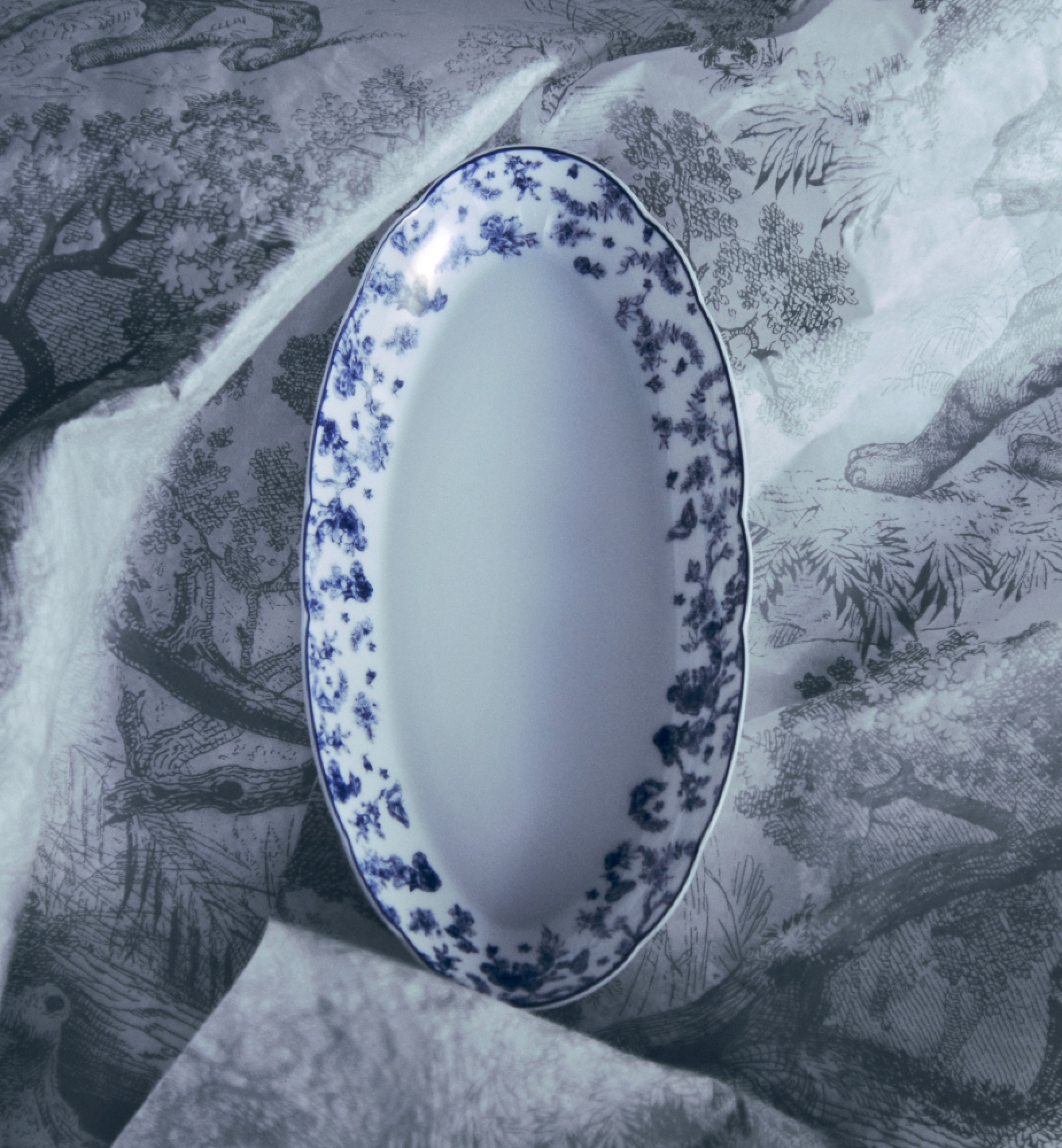 调味碟 蓝色茹伊印花 E12