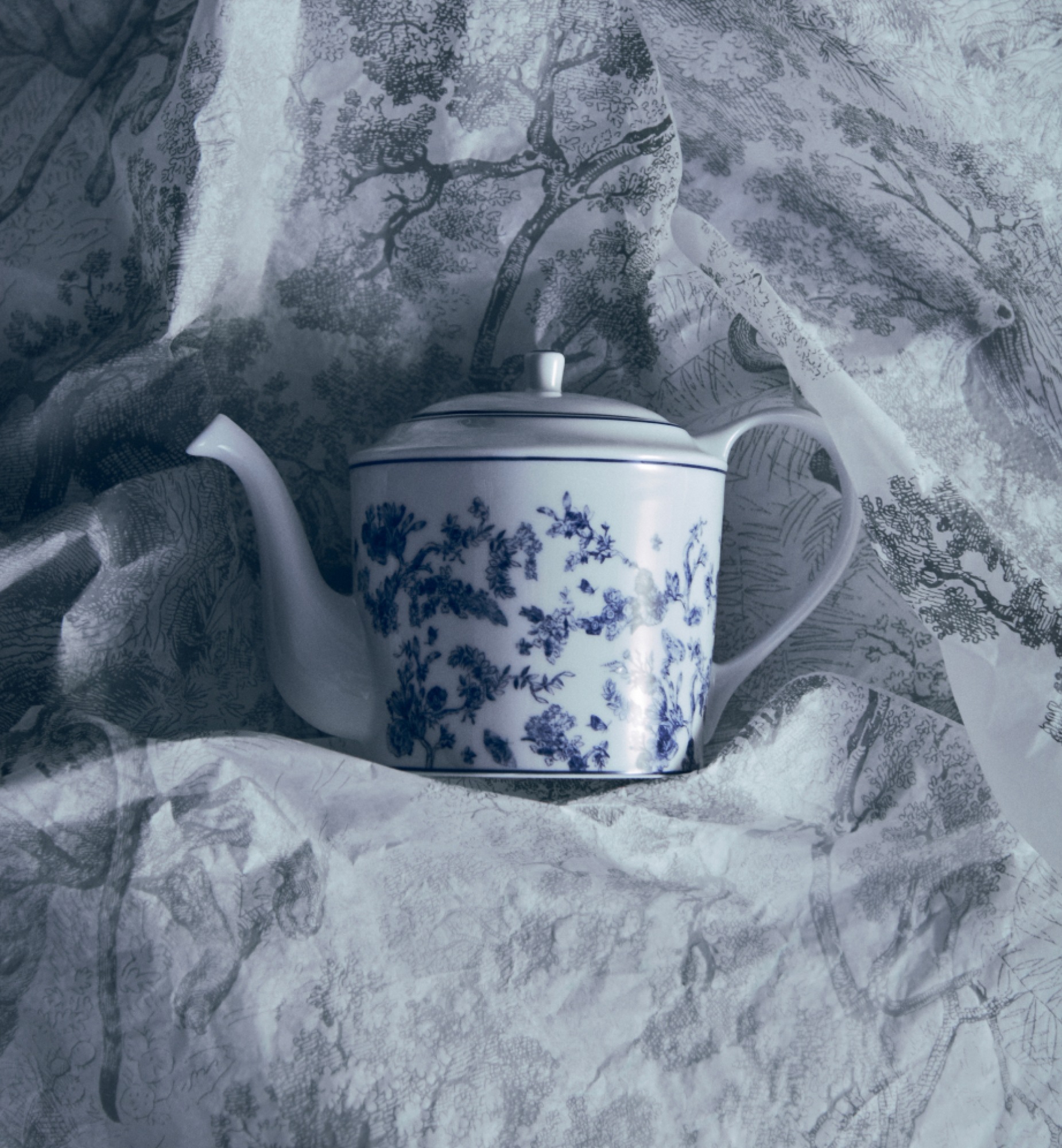 茶壶 蓝色茹伊印花 E12