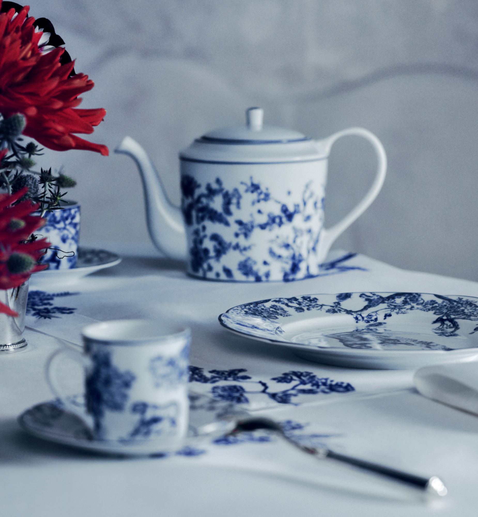 茶壶 蓝色茹伊印花 E13