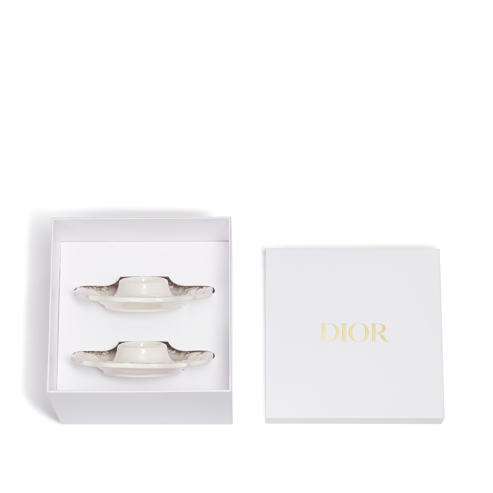 鸡蛋杯两只套装 白色陶瓷 Lily Dior 凸起图案 E07