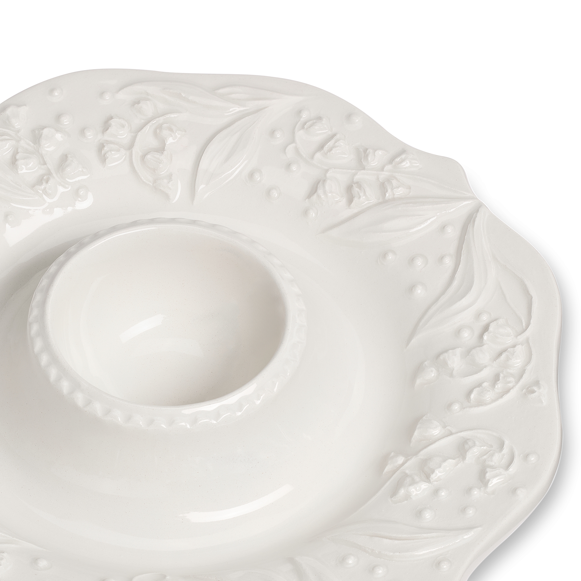 鸡蛋杯两只套装 白色陶瓷 Lily Dior 凸起图案 E09