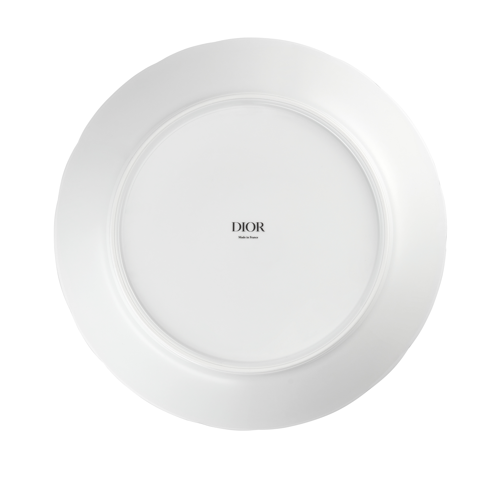 圆凹盘 白色和灰色茹伊印花 E08