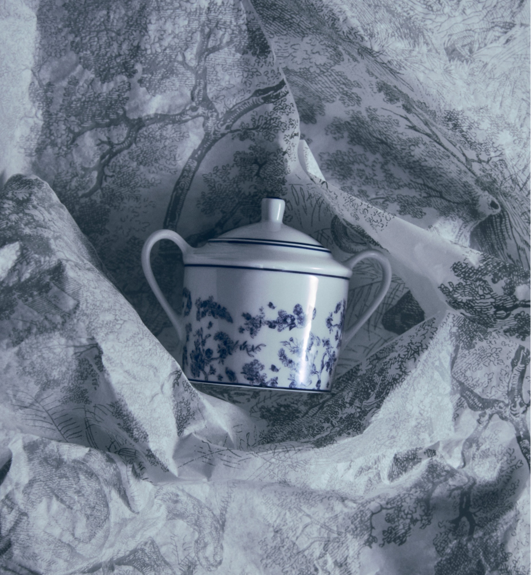 糖罐 蓝色茹伊印花 E12