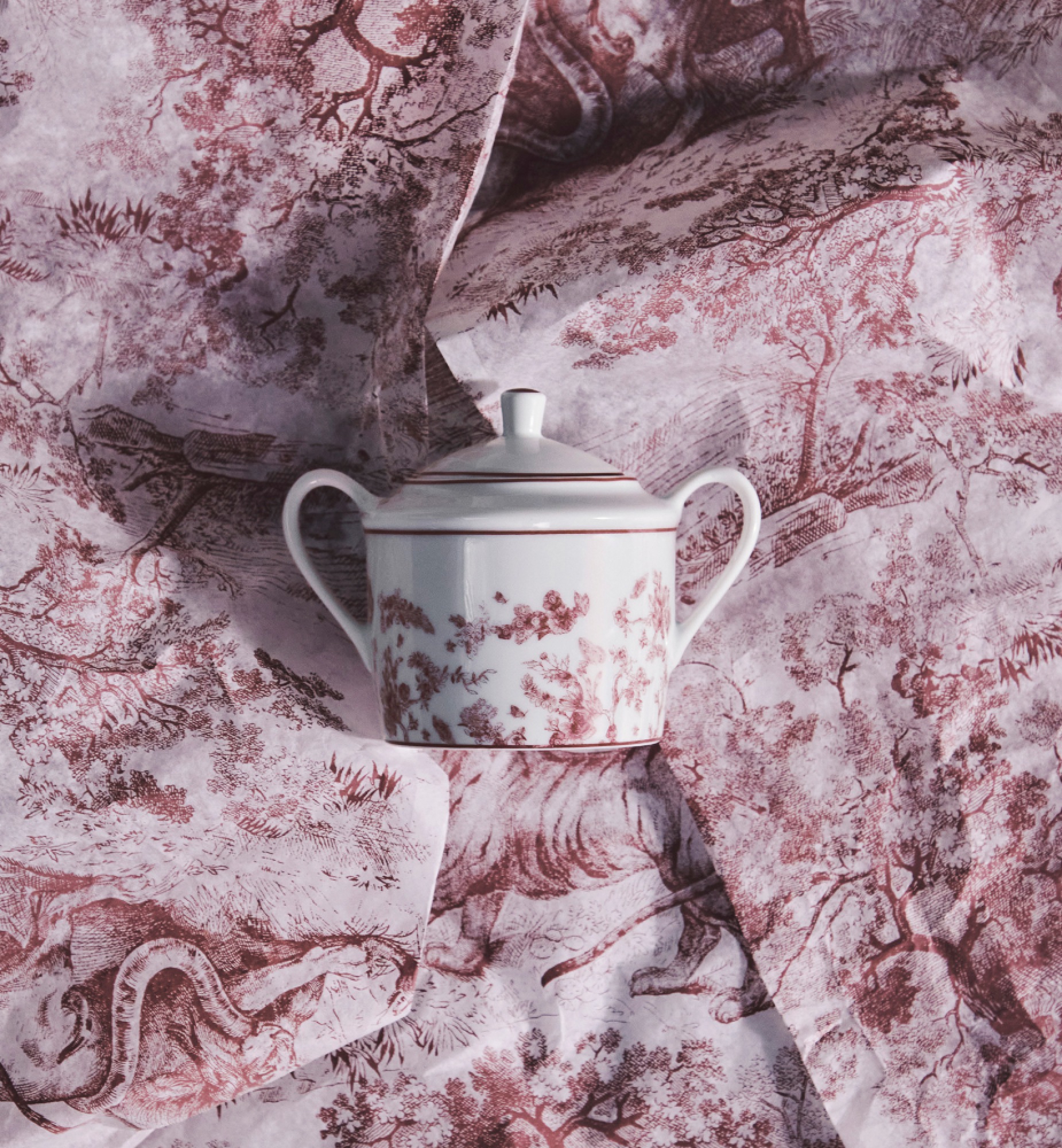 糖罐 酒红色茹伊印花 E12