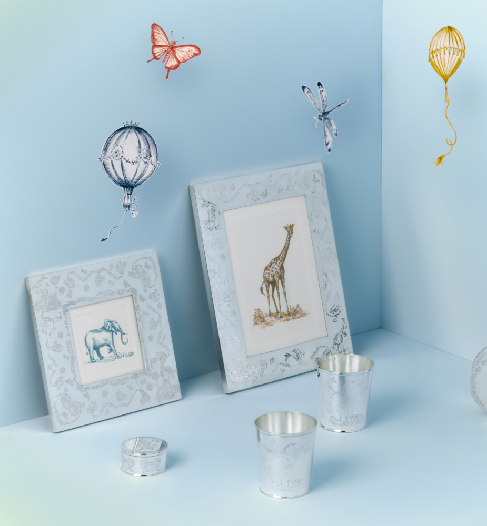 宽口杯 银色饰面金属 Innocence 茹伊印花图案 E14