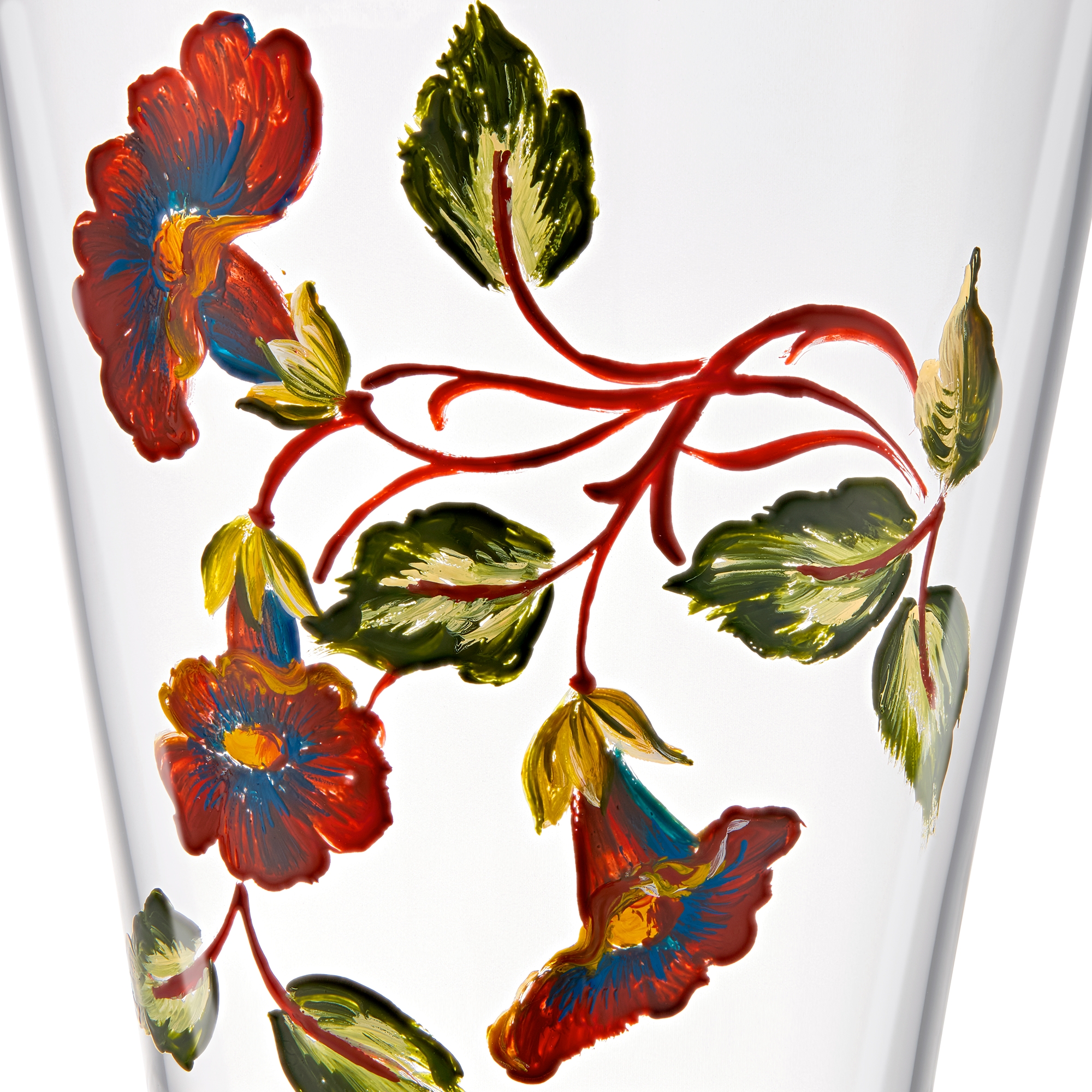 水杯 玻璃多色花卉图案 E09