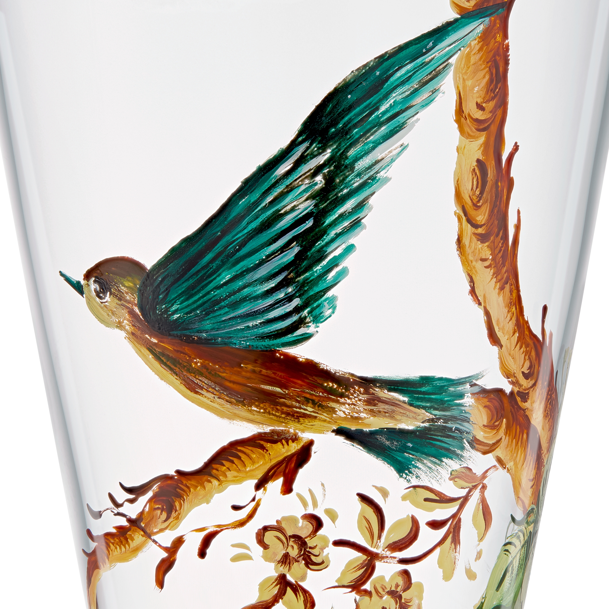 水杯 玻璃多色飞鸟图案 E09