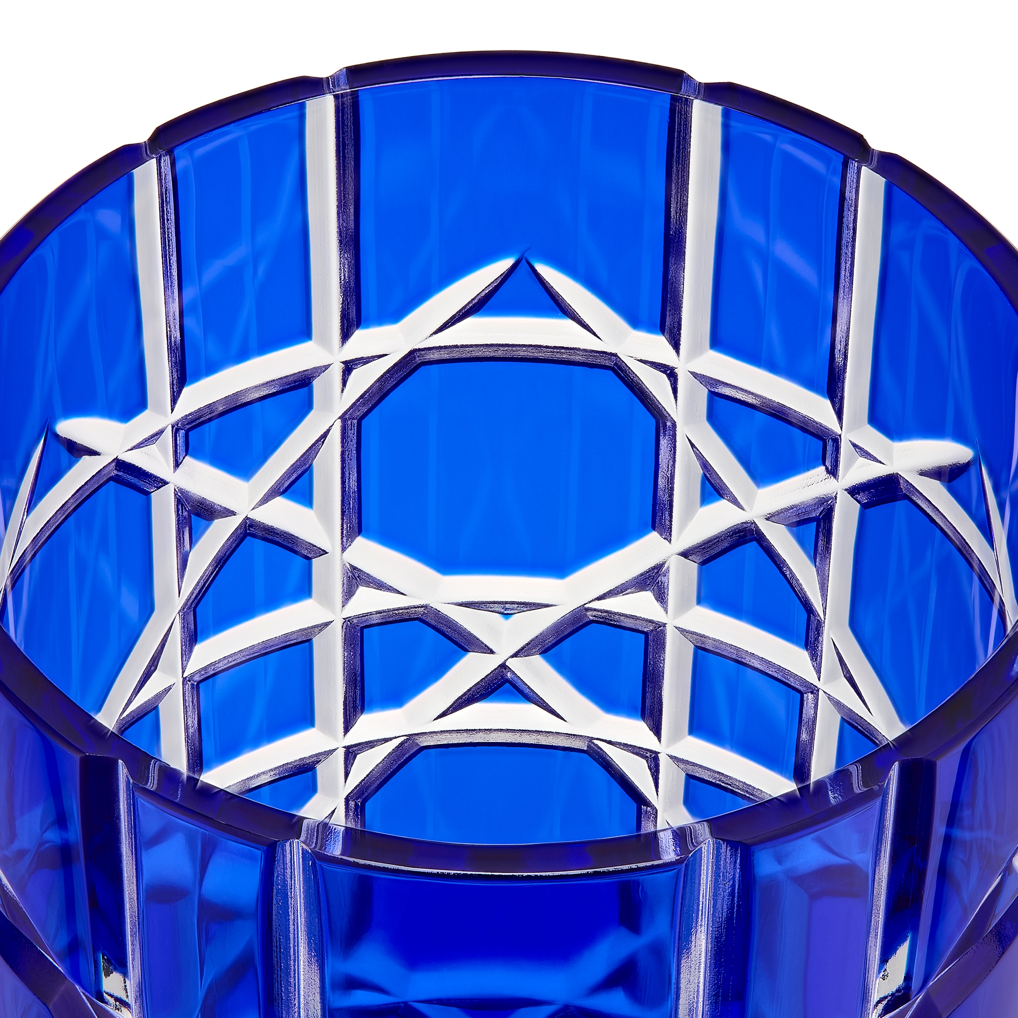 鸡尾酒杯 蓝色晶体搭配藤格纹图案 E09