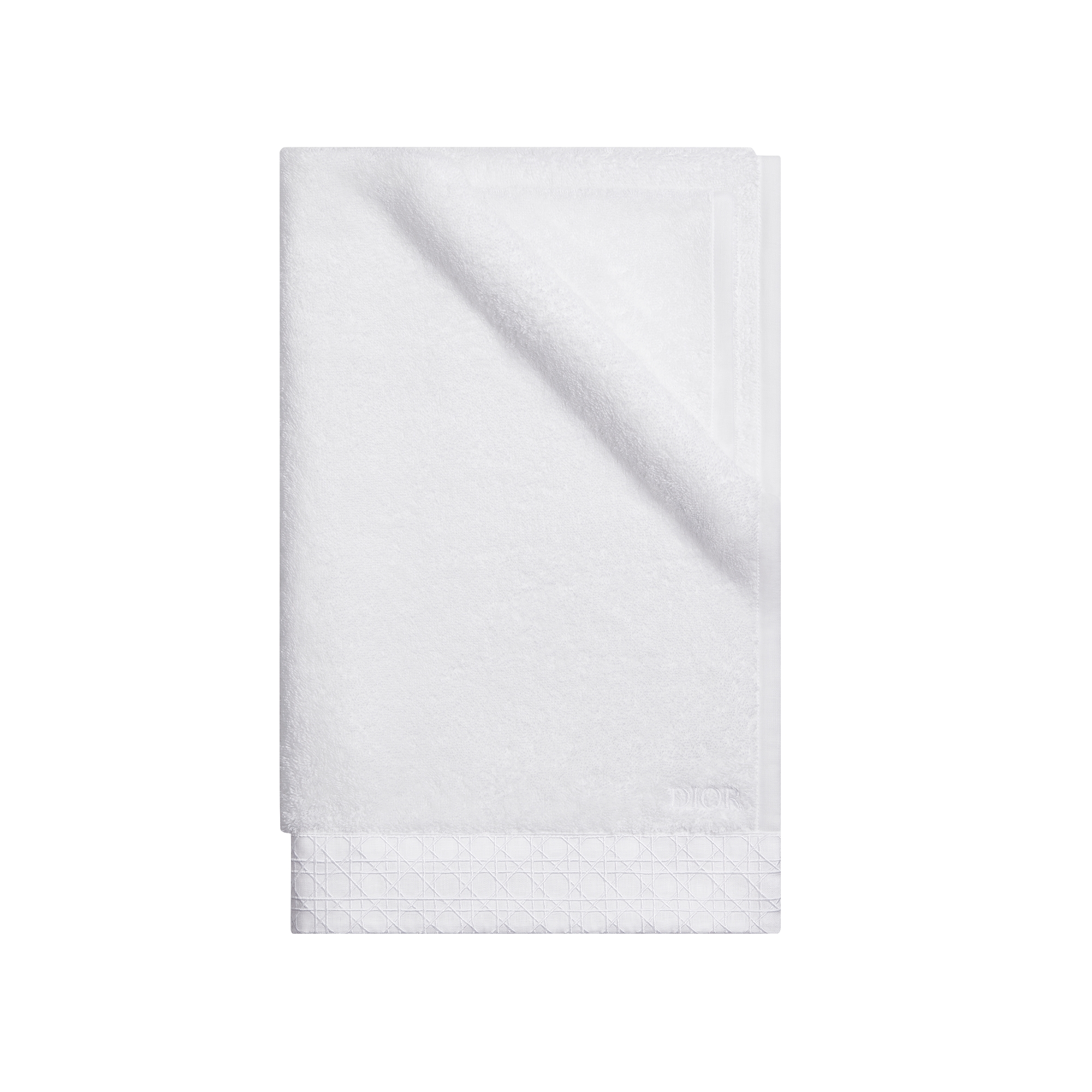 浴巾 白色机织藤格纹饰带 E09