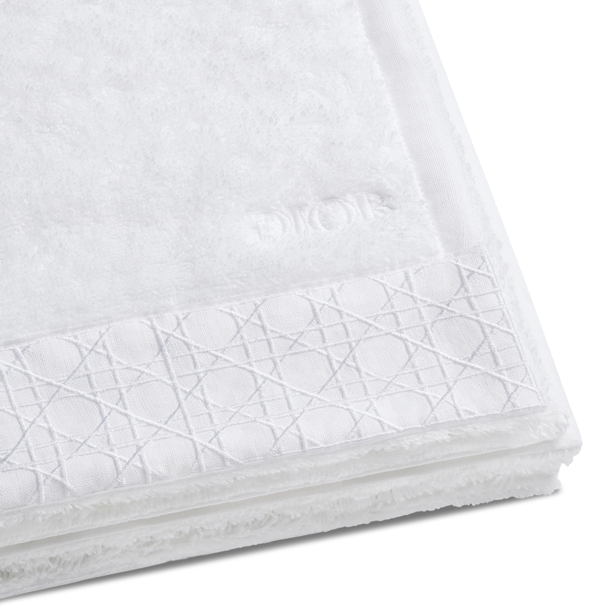 擦手巾 白色机织藤格纹饰带 E10