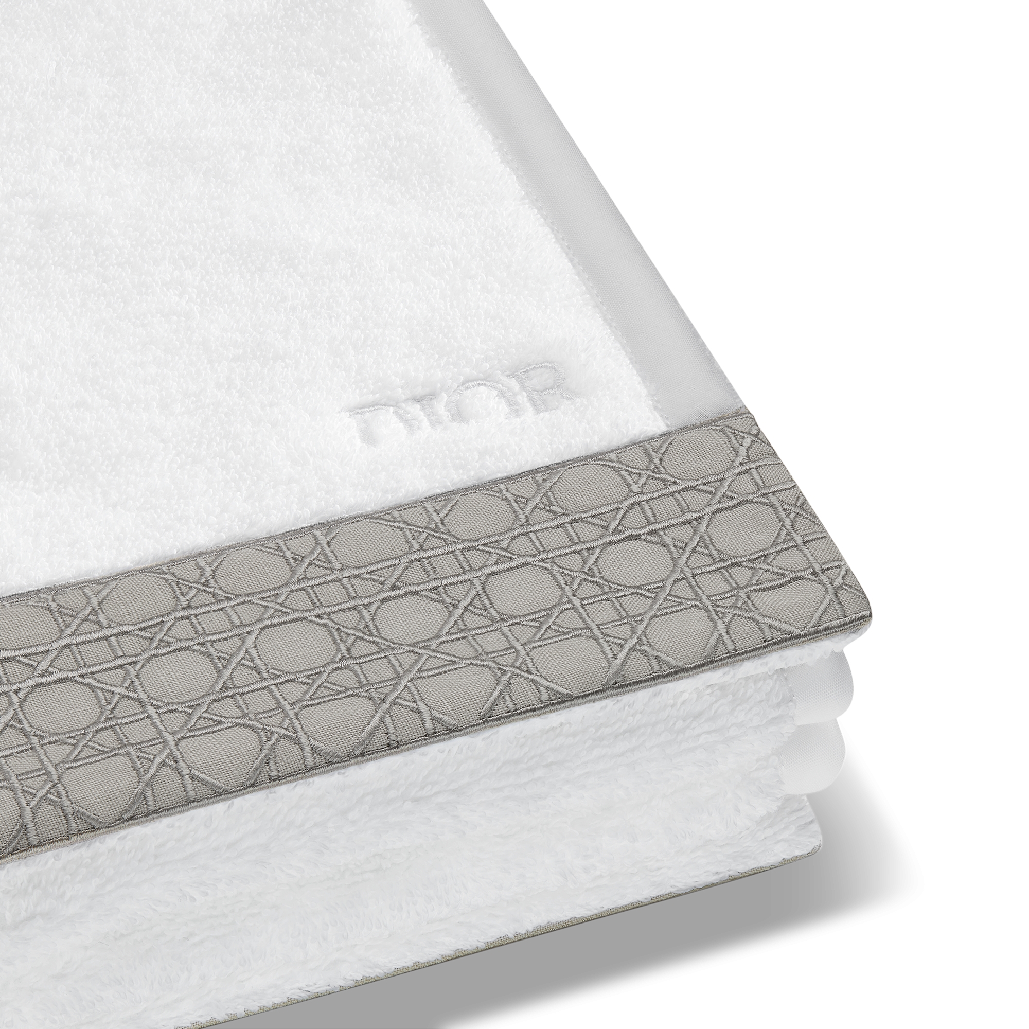 擦手巾 灰色机织藤格纹饰带 E09