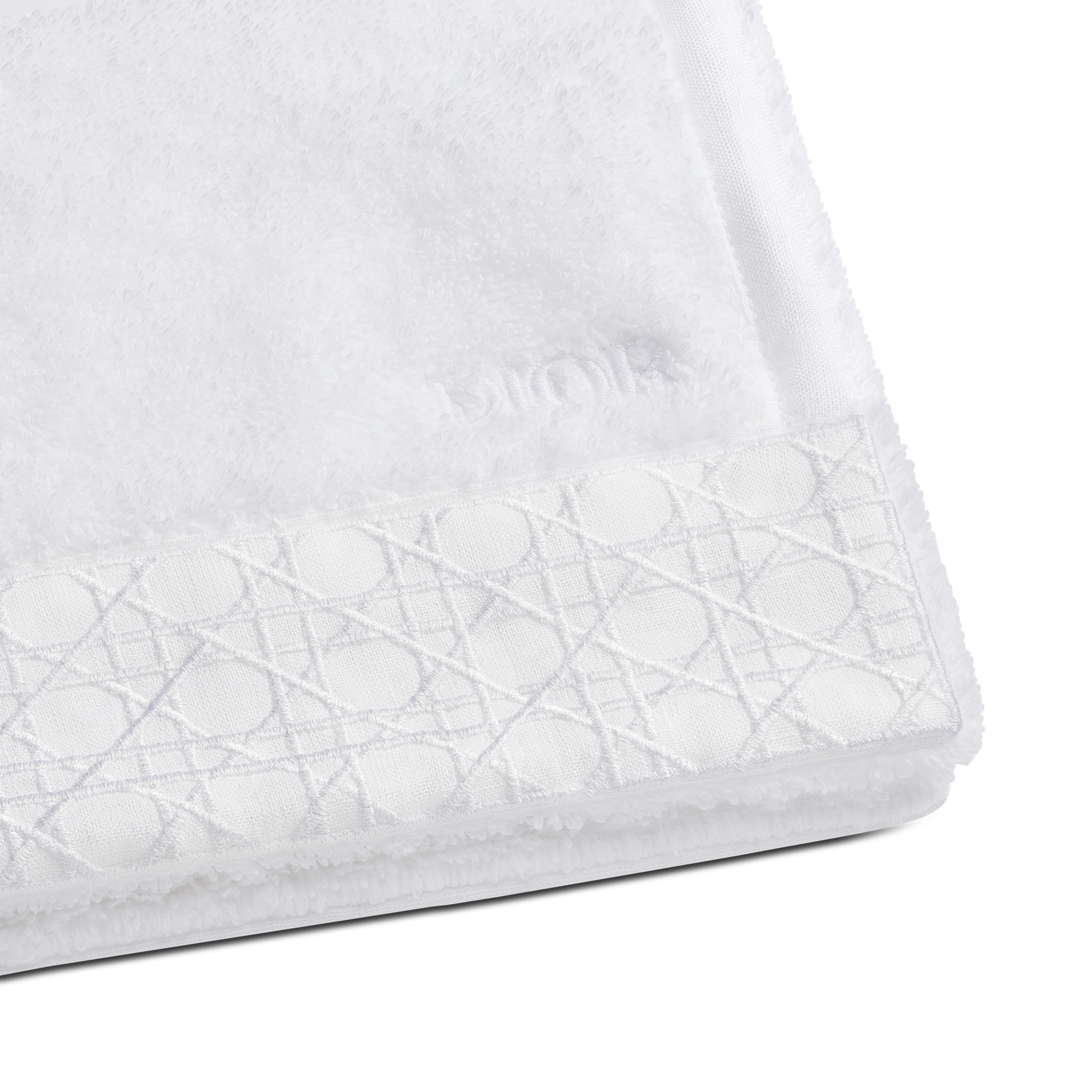 毛巾 白色机织藤格纹饰带 E10