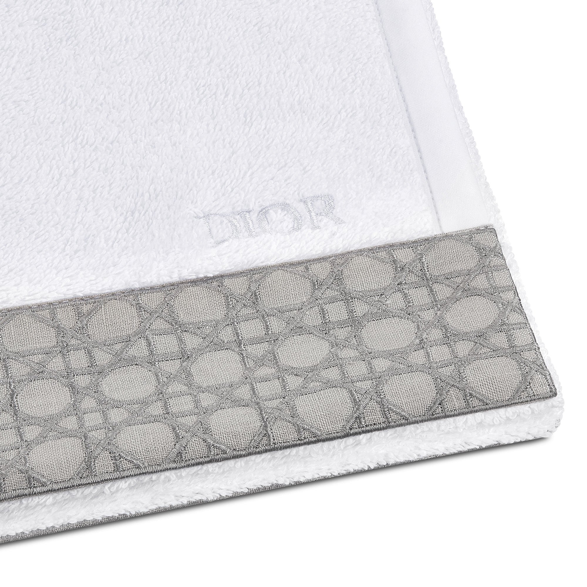 毛巾 灰色机织藤格纹饰带 E09