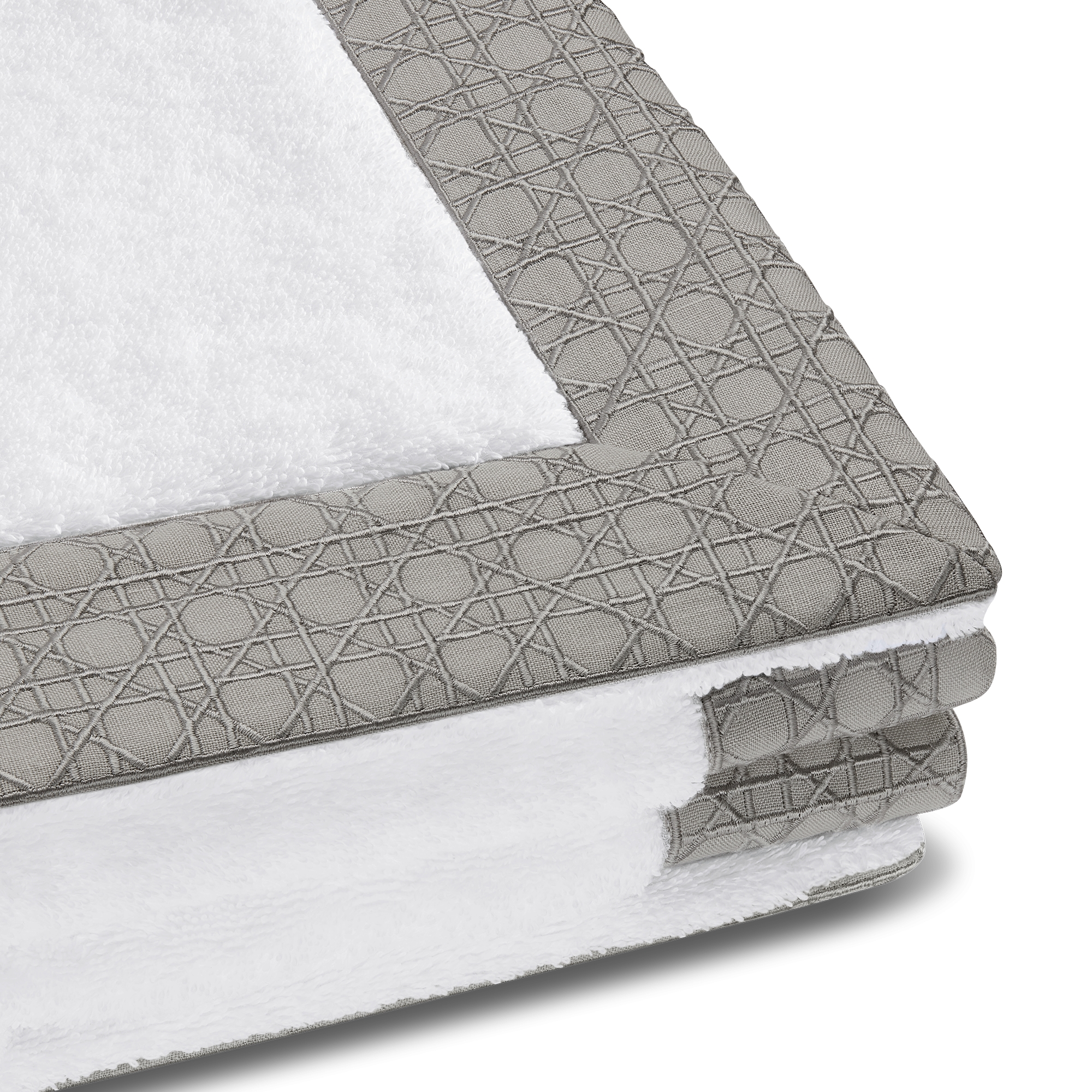 地垫 白色和珍珠灰藤格纹 E09